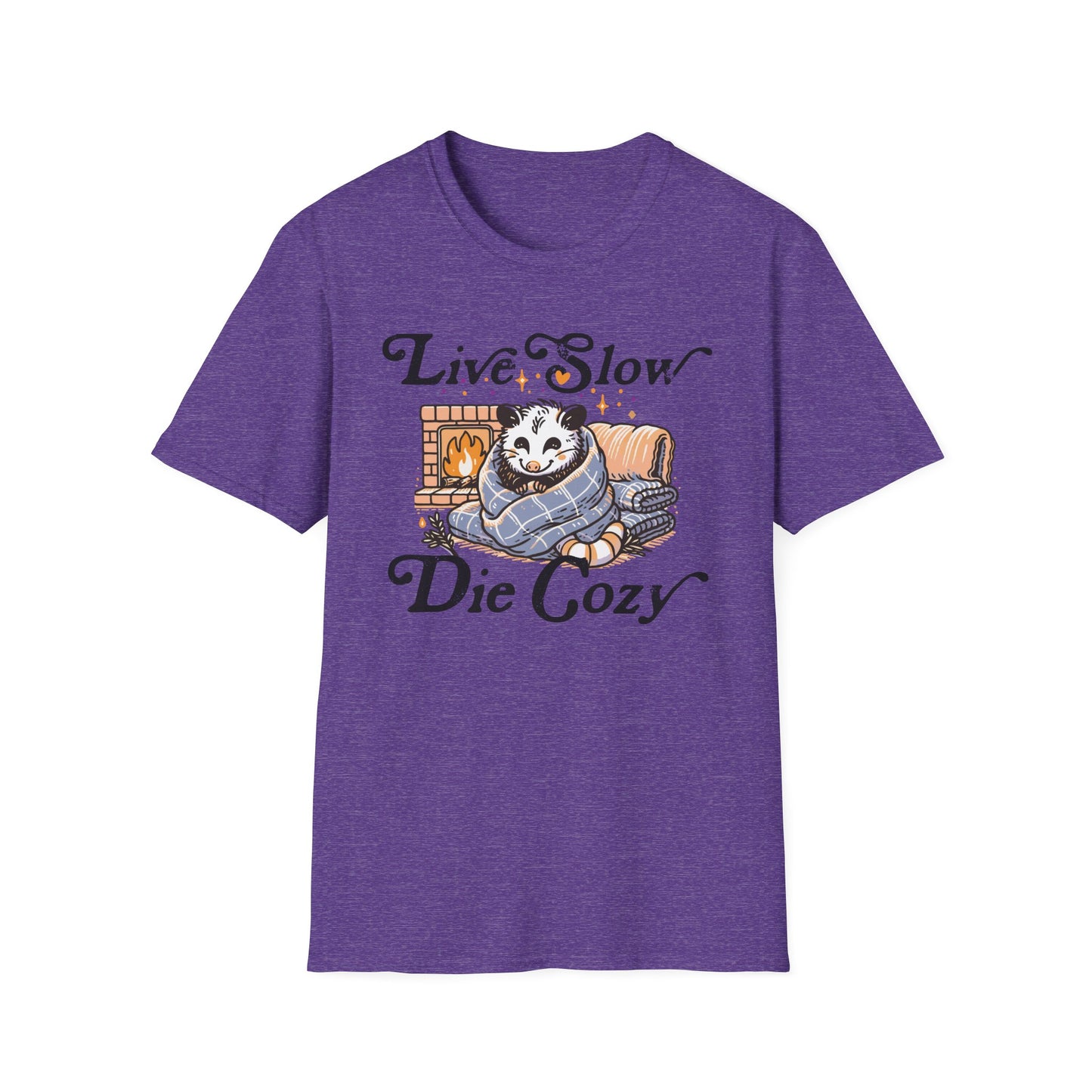 Live Slow Die Cozy Cottagecore Possum Tee for Introverts and Blanket Enthusiasts