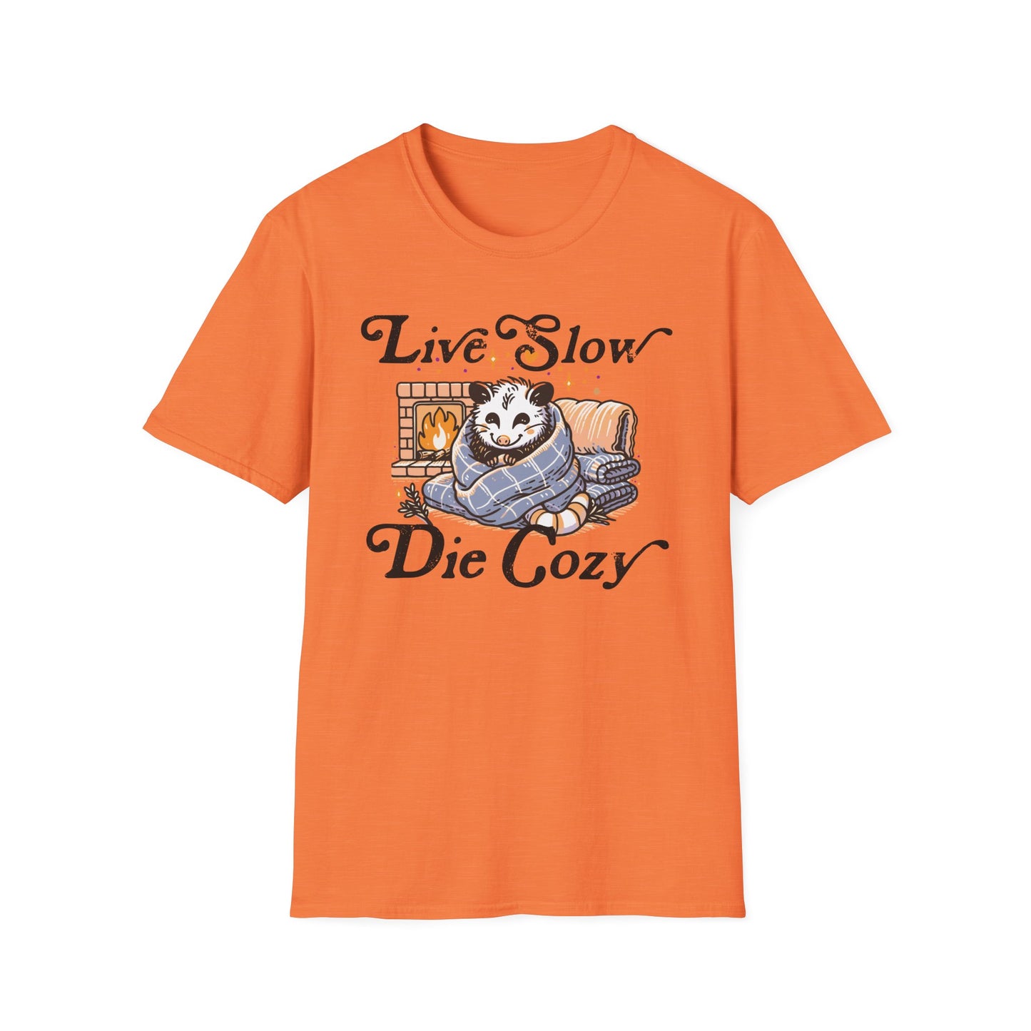 Live Slow Die Cozy Cottagecore Possum Tee for Introverts and Blanket Enthusiasts