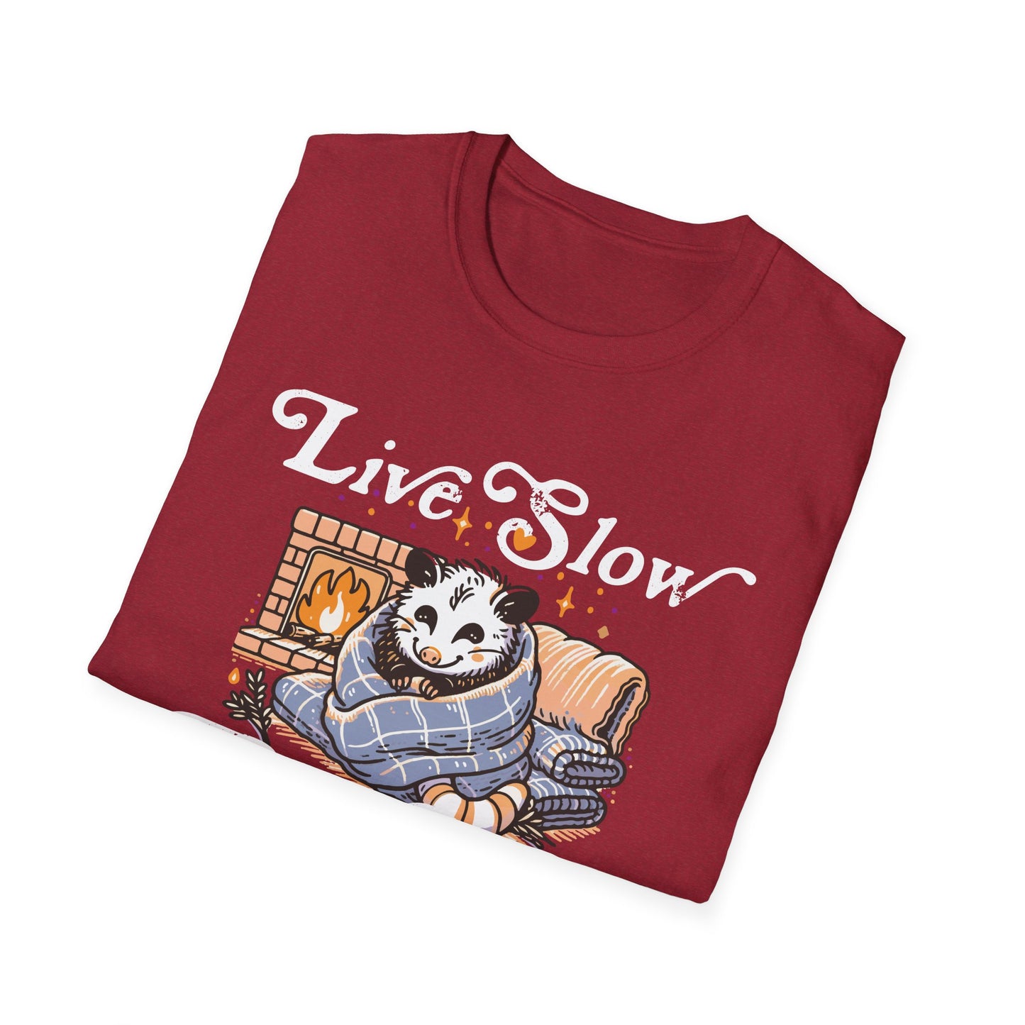 Live Slow Die Cozy Cottagecore Possum Tee