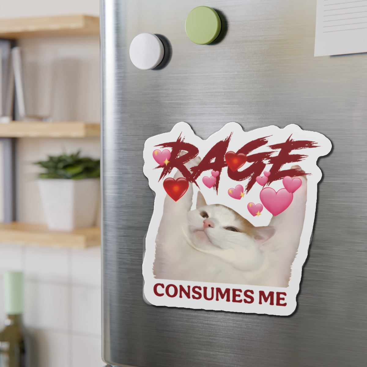 Rage Consumes Me Cat Die-Cut Magnets
