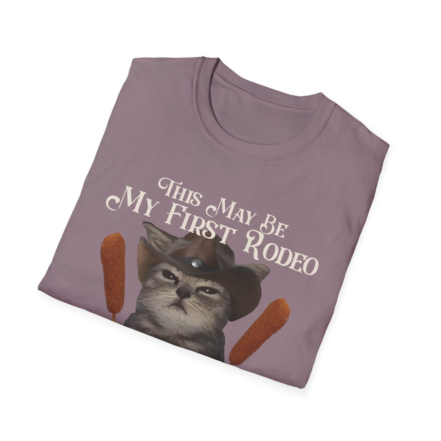 Cowboy Cat Rodeo Tee, This May Be My First Rodeo But I'm on My 5th Corndog Shirt