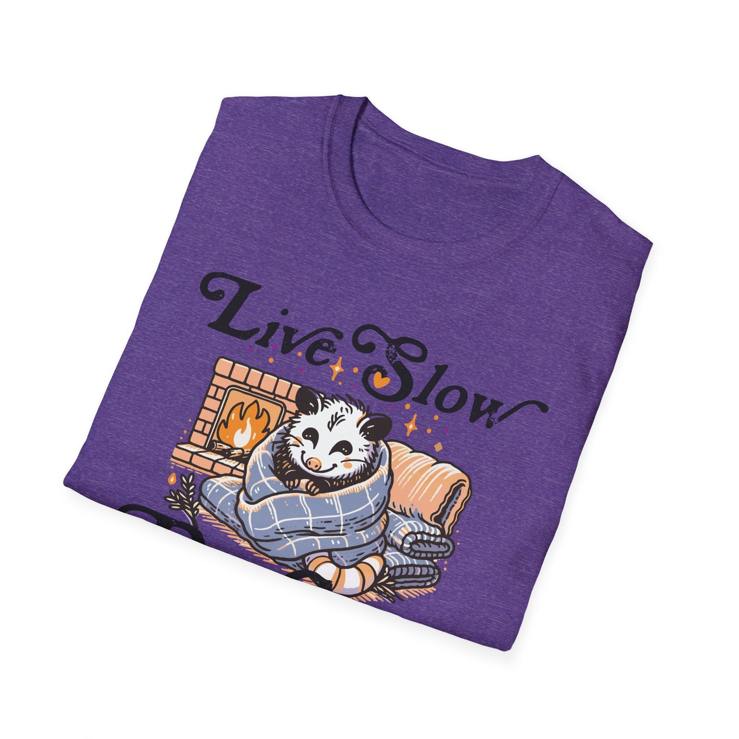 Live Slow Die Cozy Cottagecore Possum Tee for Introverts and Blanket Enthusiasts