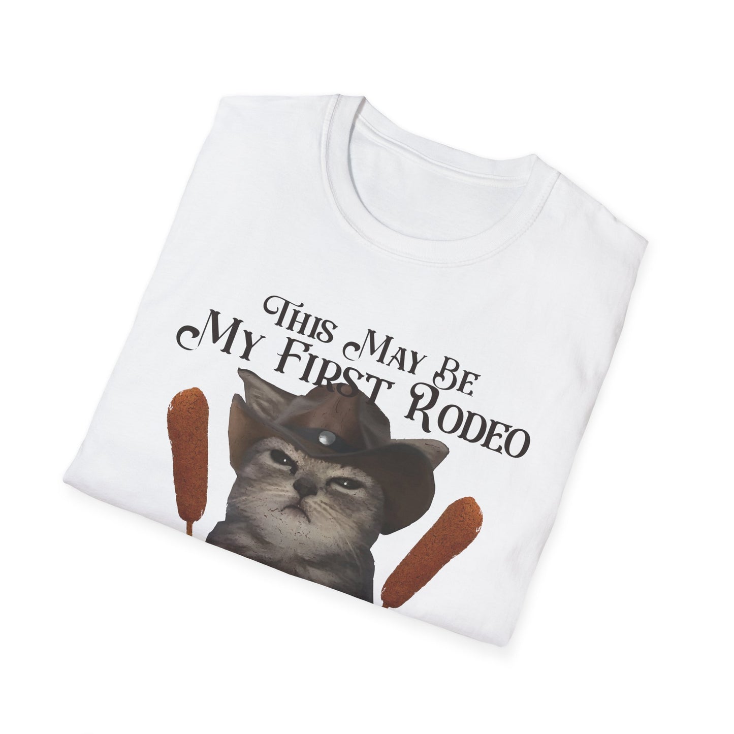 Cowboy Cat Rodeo Tee, This May Be My First Rodeo But I'm on My 5th Corndog Shirt