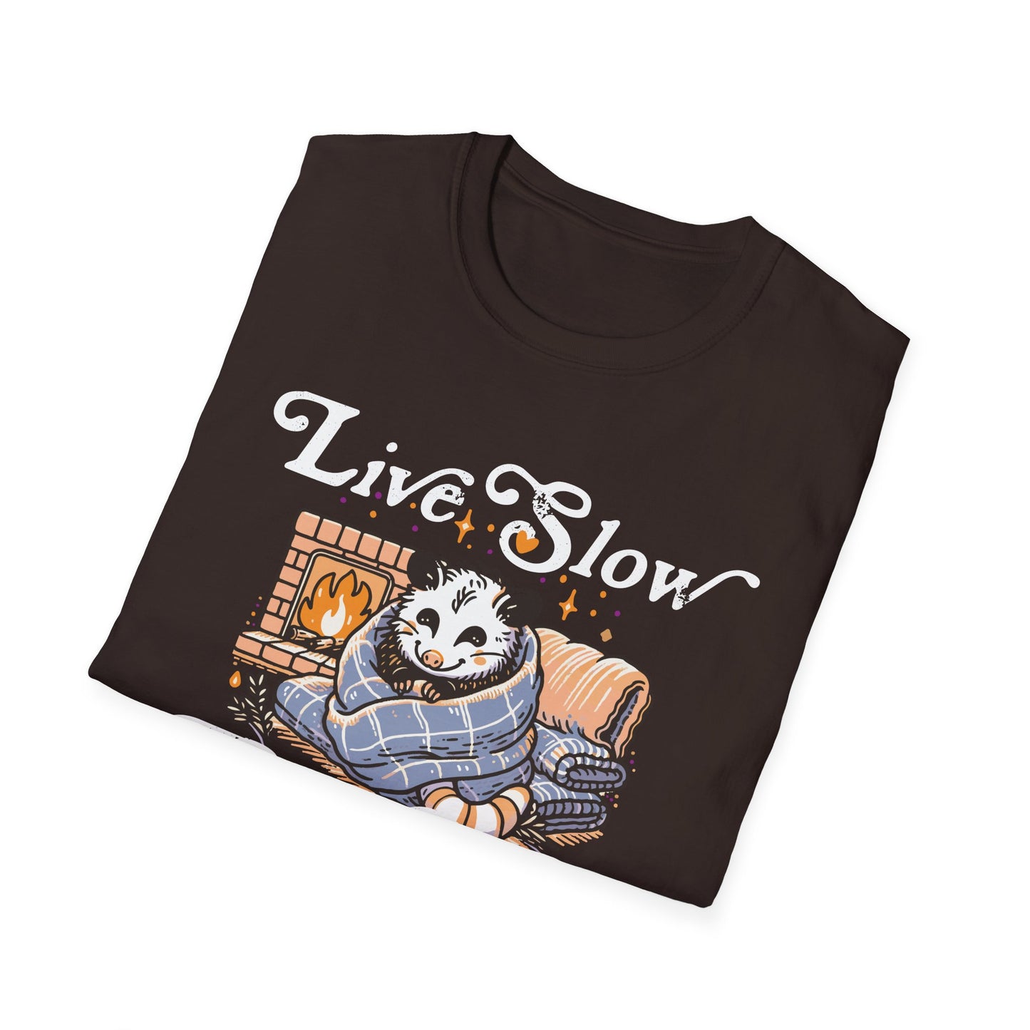 Live Slow Die Cozy Cottagecore Possum Tee