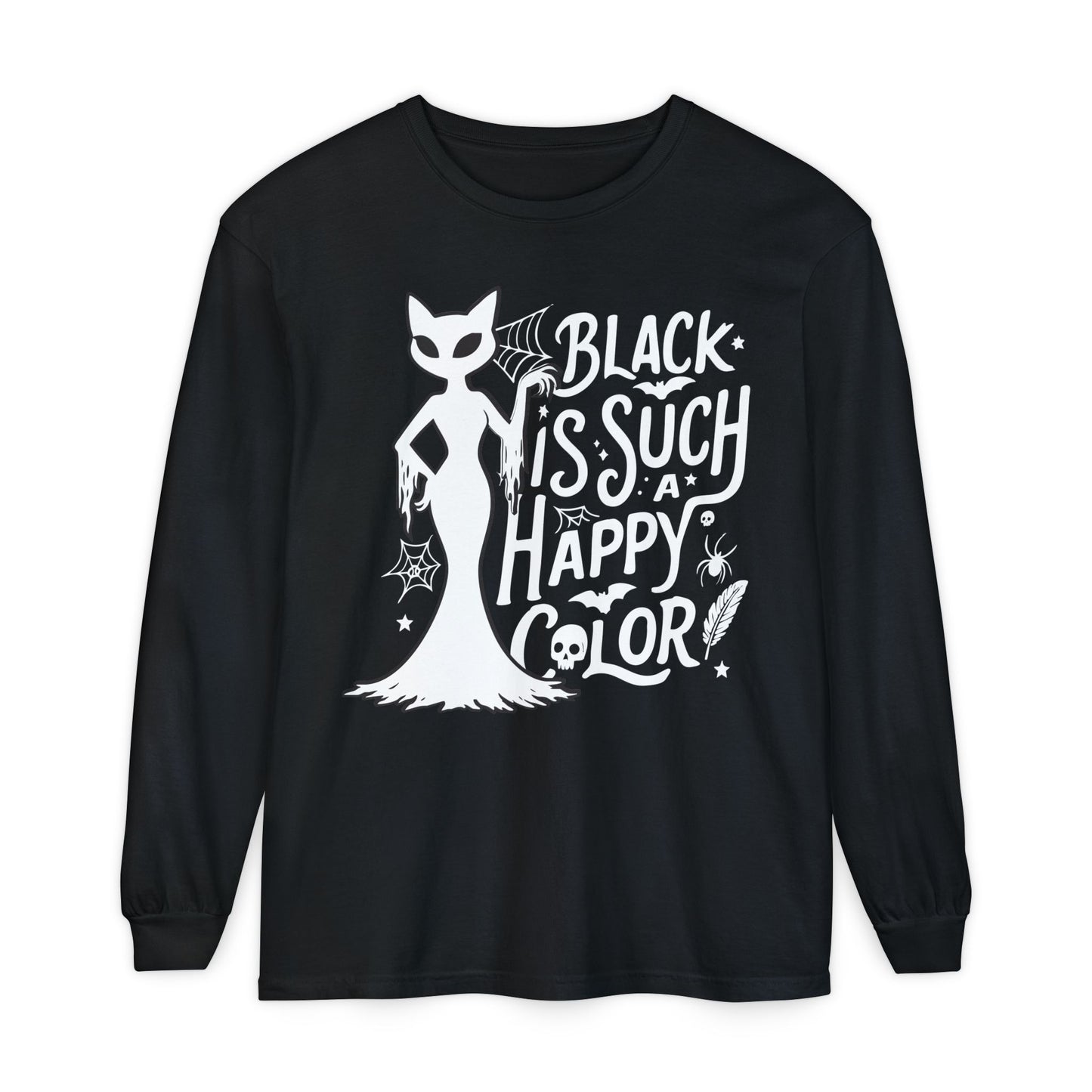 Black is Such a Happy Color Unisex Garment-dyed Long Sleeve T-Shirt