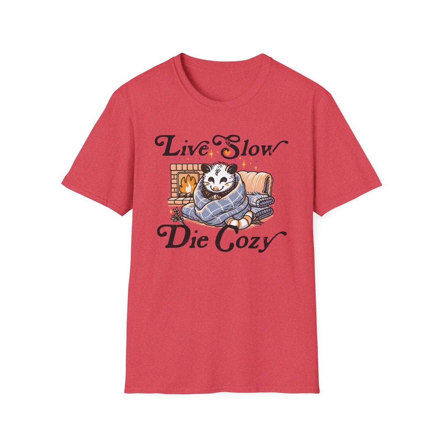 Live Slow Die Cozy Cottagecore Possum Tee for Introverts and Blanket Enthusiasts