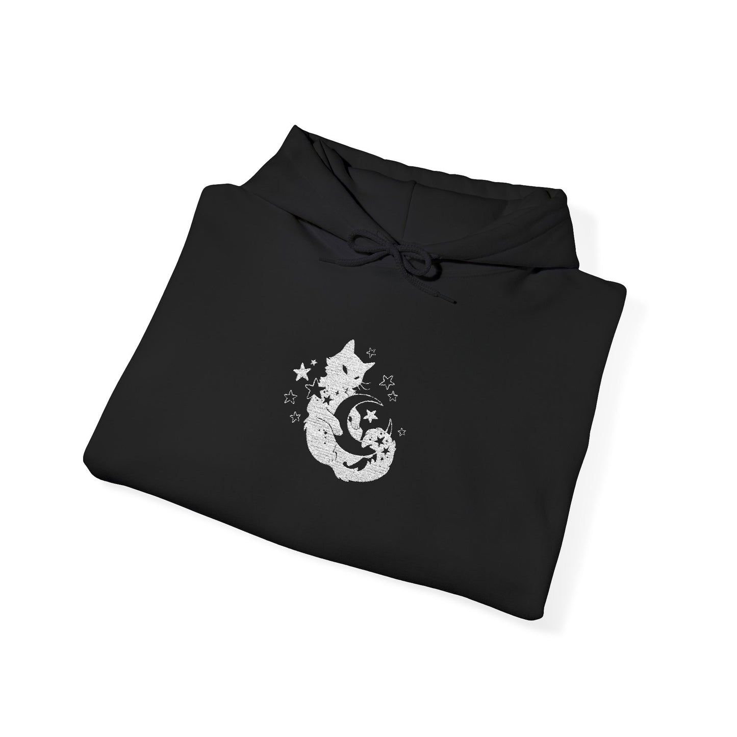 White Moon Kitty Amongst the Stars Unisex Heavy Blend™ Hooded Sweatshirt
