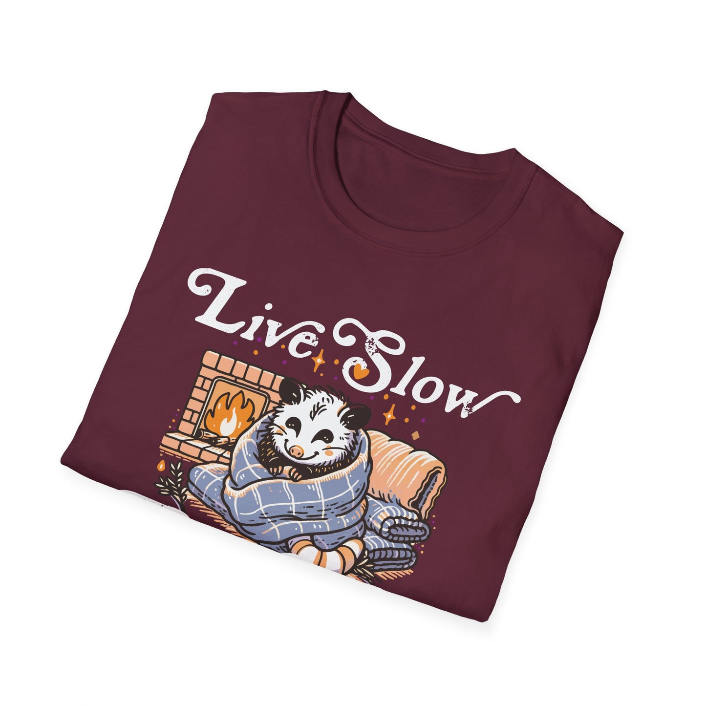 Live Slow Die Cozy Cottagecore Possum Tee