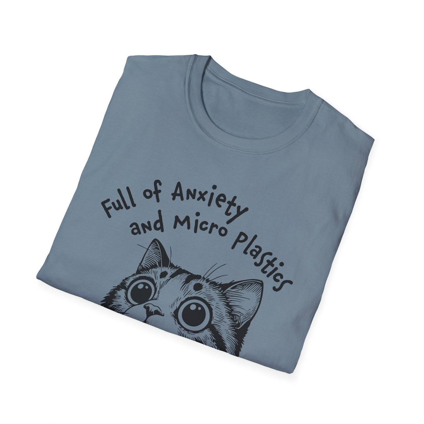 Full of Anxiety and Microplastics Tee, Relatable Mental Health Humor Design