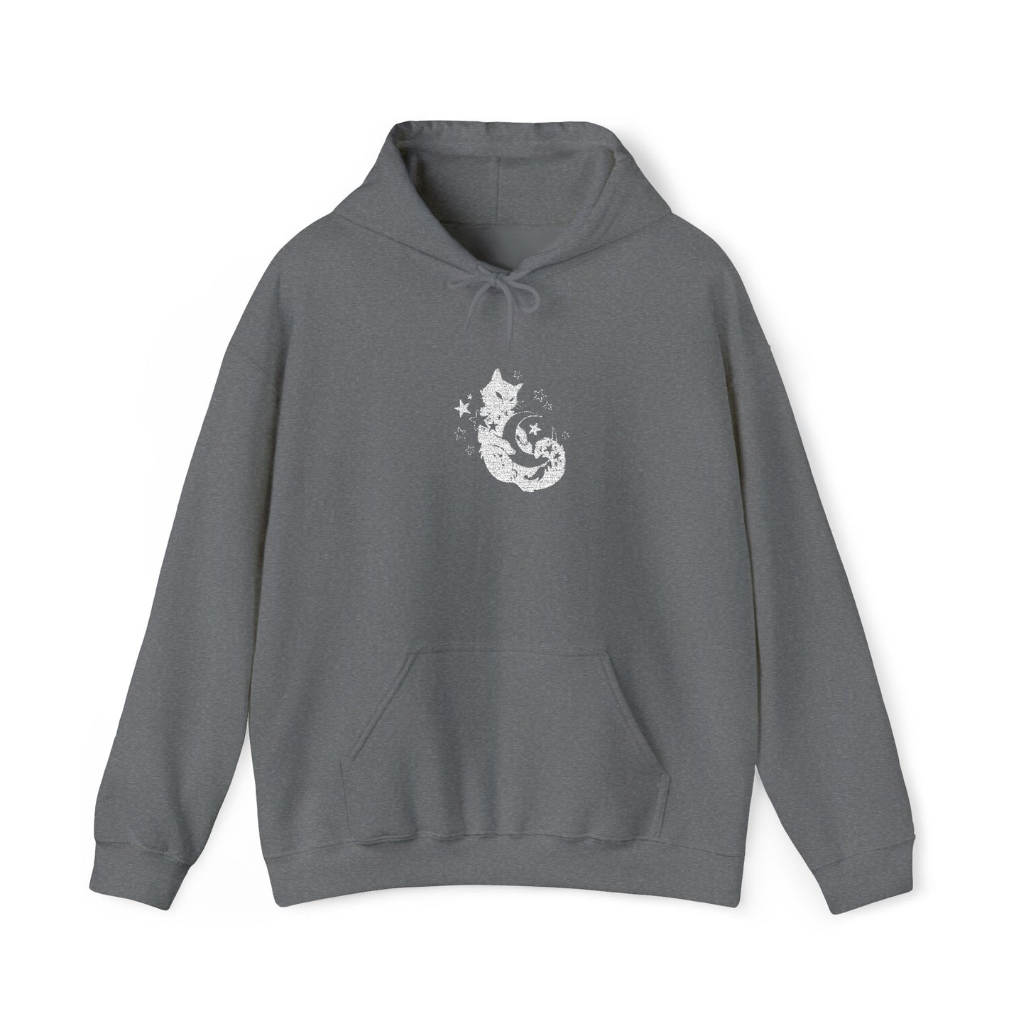 White Moon Kitty Amongst the Stars Unisex Heavy Blend™ Hooded Sweatshirt