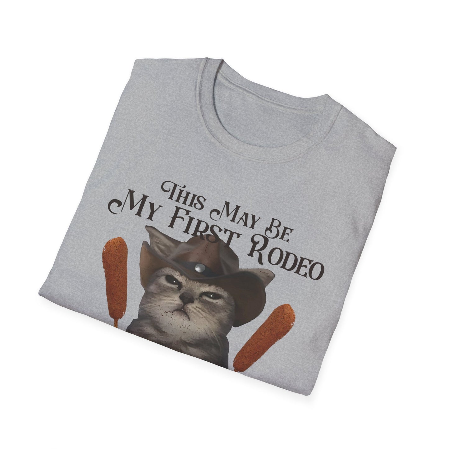Cowboy Cat Rodeo Tee, This May Be My First Rodeo But I'm on My 5th Corndog Shirt