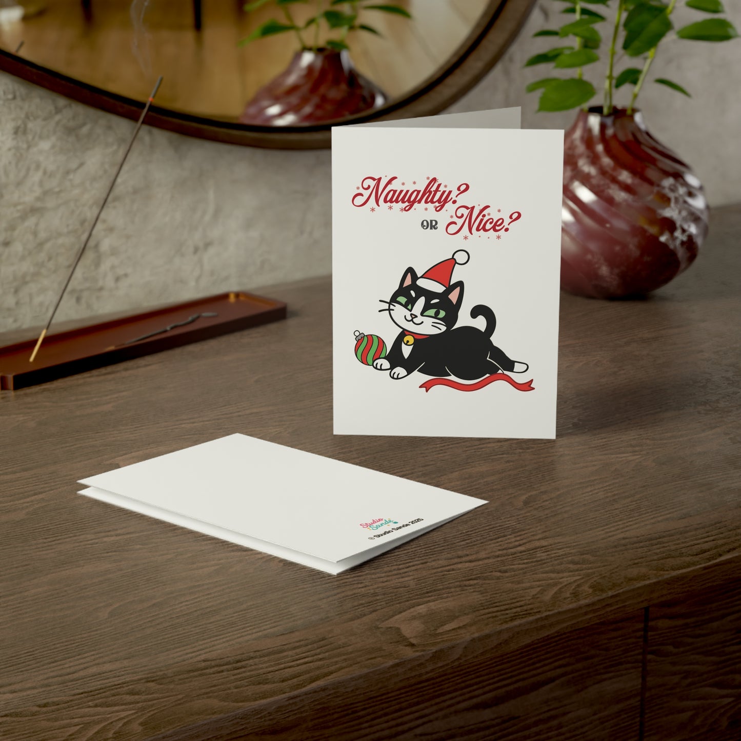 Naughty Santa Cat Greeting Cards (1, 10, 30, and 50pcs)