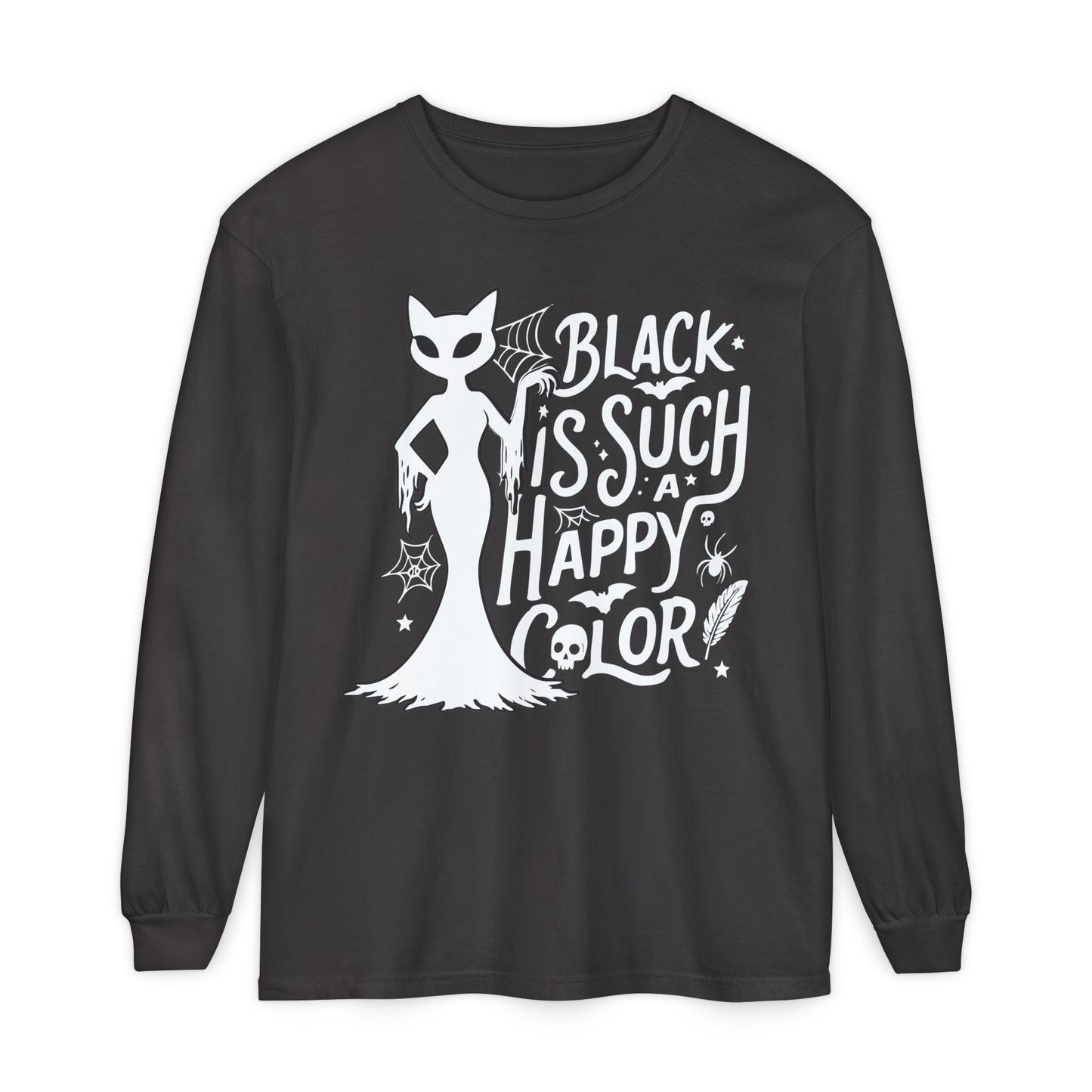 Black is Such a Happy Color Unisex Garment-dyed Long Sleeve T-Shirt