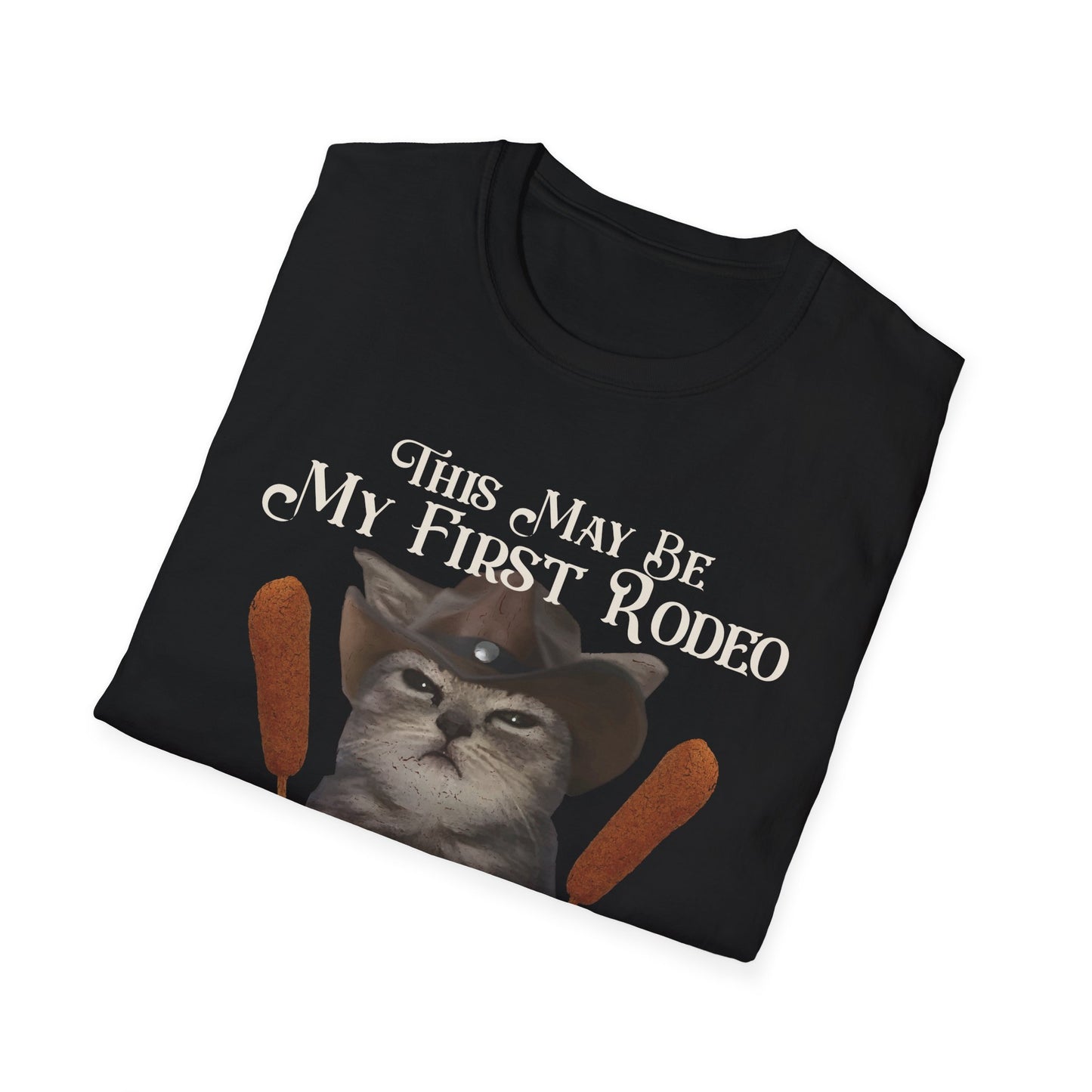 Cowboy Cat Rodeo Tee, This May Be My First Rodeo But I'm on My 5th Corndog Shirt