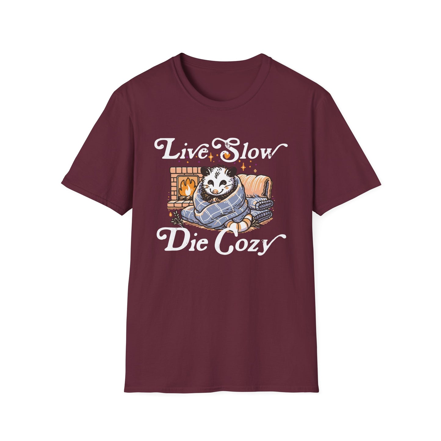 Live Slow Die Cozy Cottagecore Possum Tee