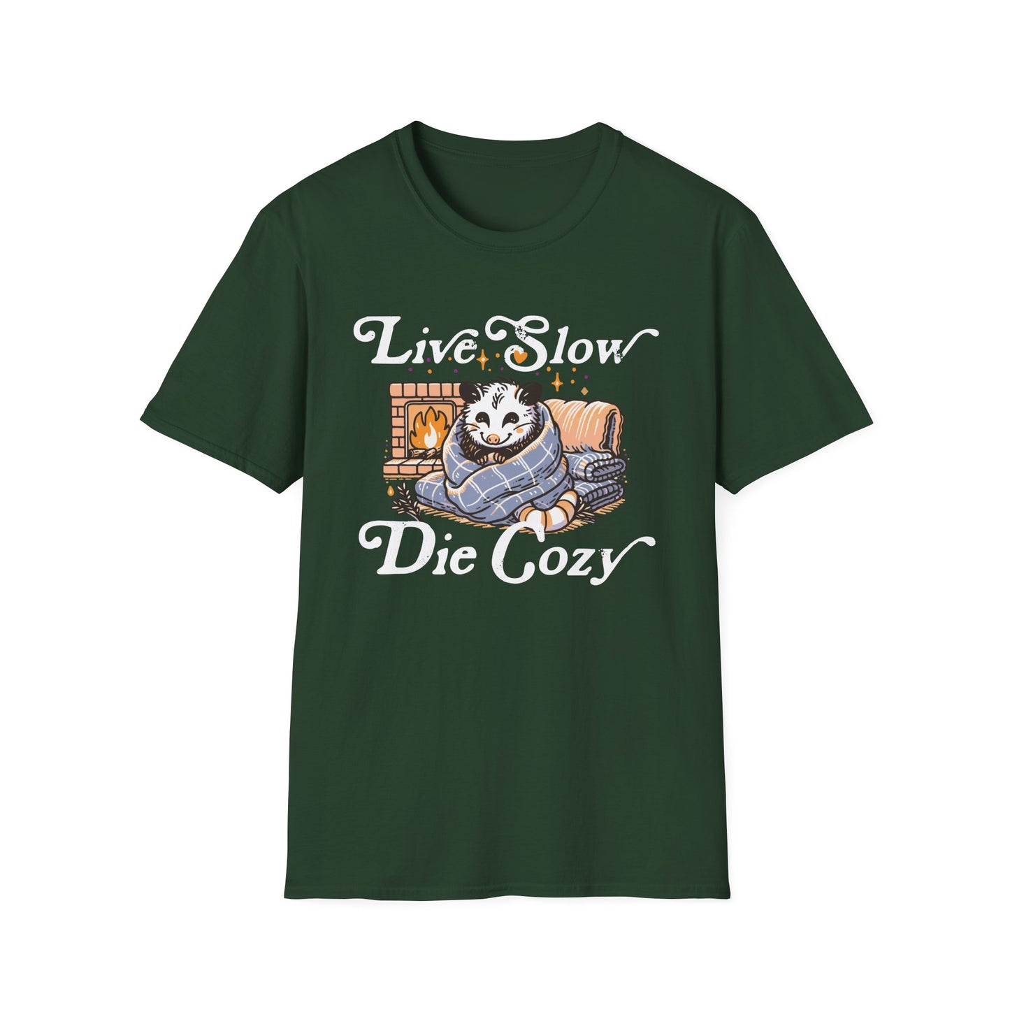 Live Slow Die Cozy Cottagecore Possum Tee