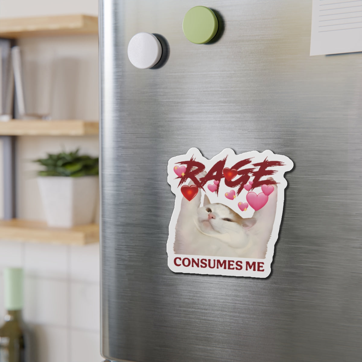 Rage Consumes Me Cat Die-Cut Magnets