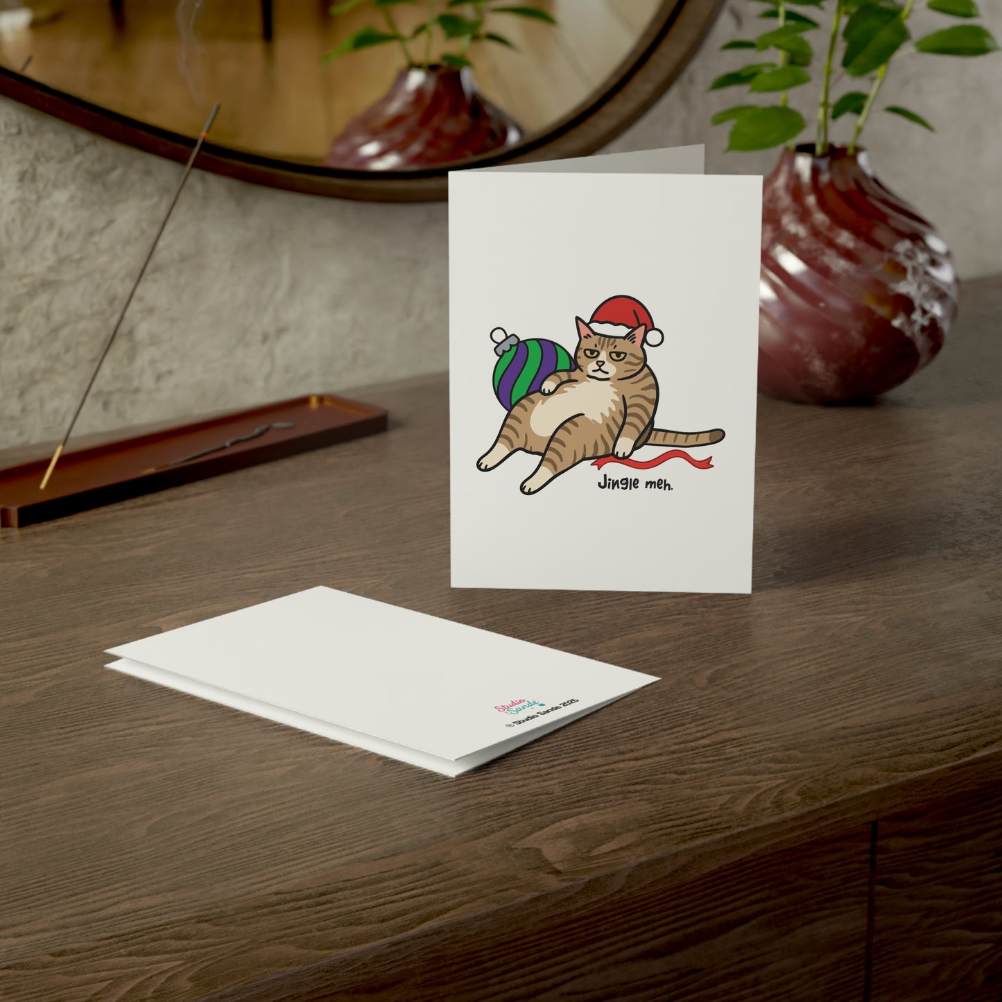 Jingle Meh Santa Cat Greeting Cards (1, 10, 30, and 50pcs)