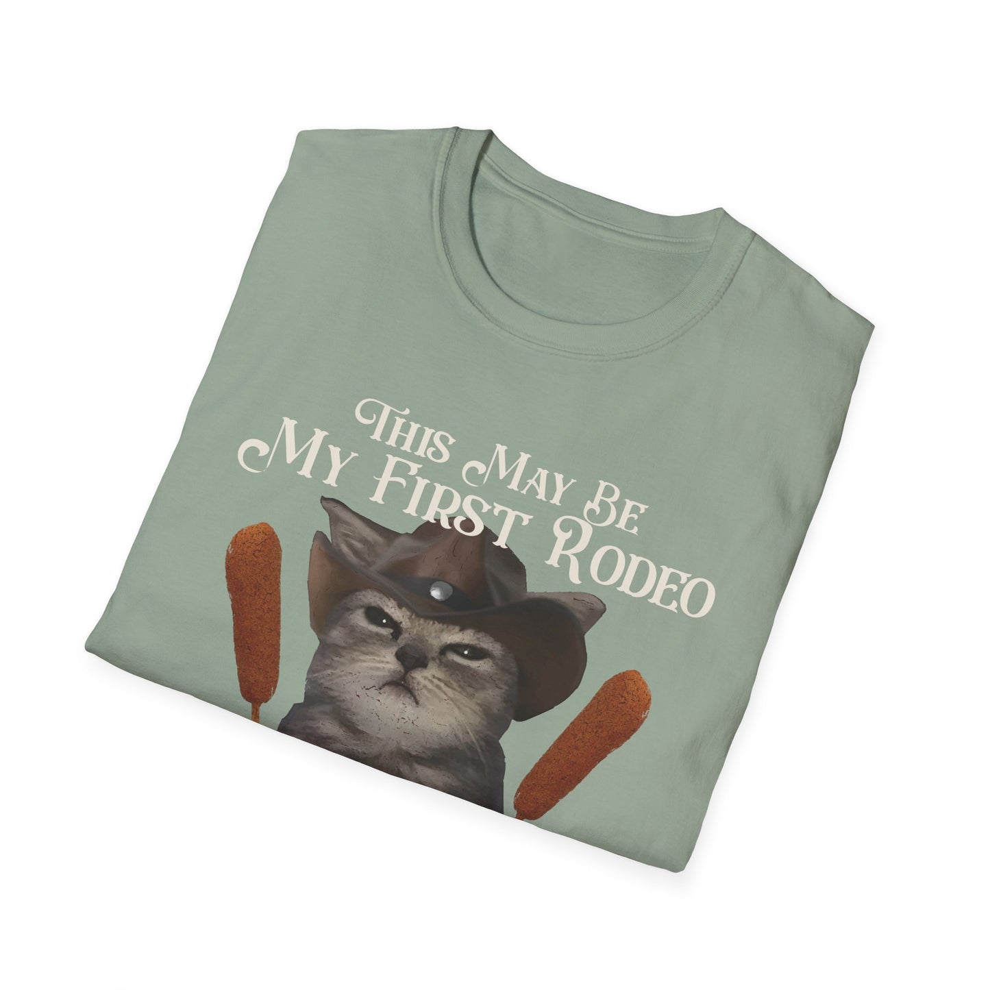 Cowboy Cat Rodeo Tee, This May Be My First Rodeo But I'm on My 5th Corndog Shirt