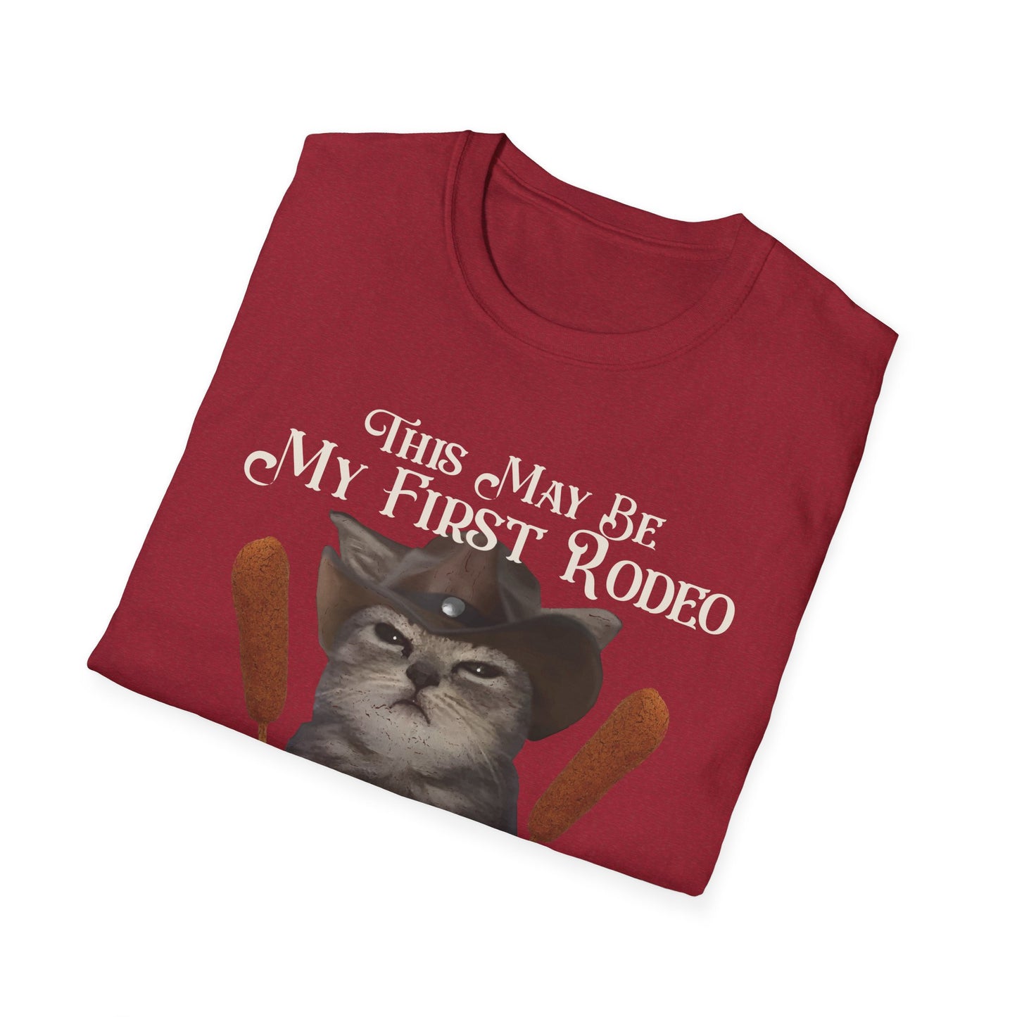 Cowboy Cat Rodeo Tee, This May Be My First Rodeo But I'm on My 5th Corndog Shirt