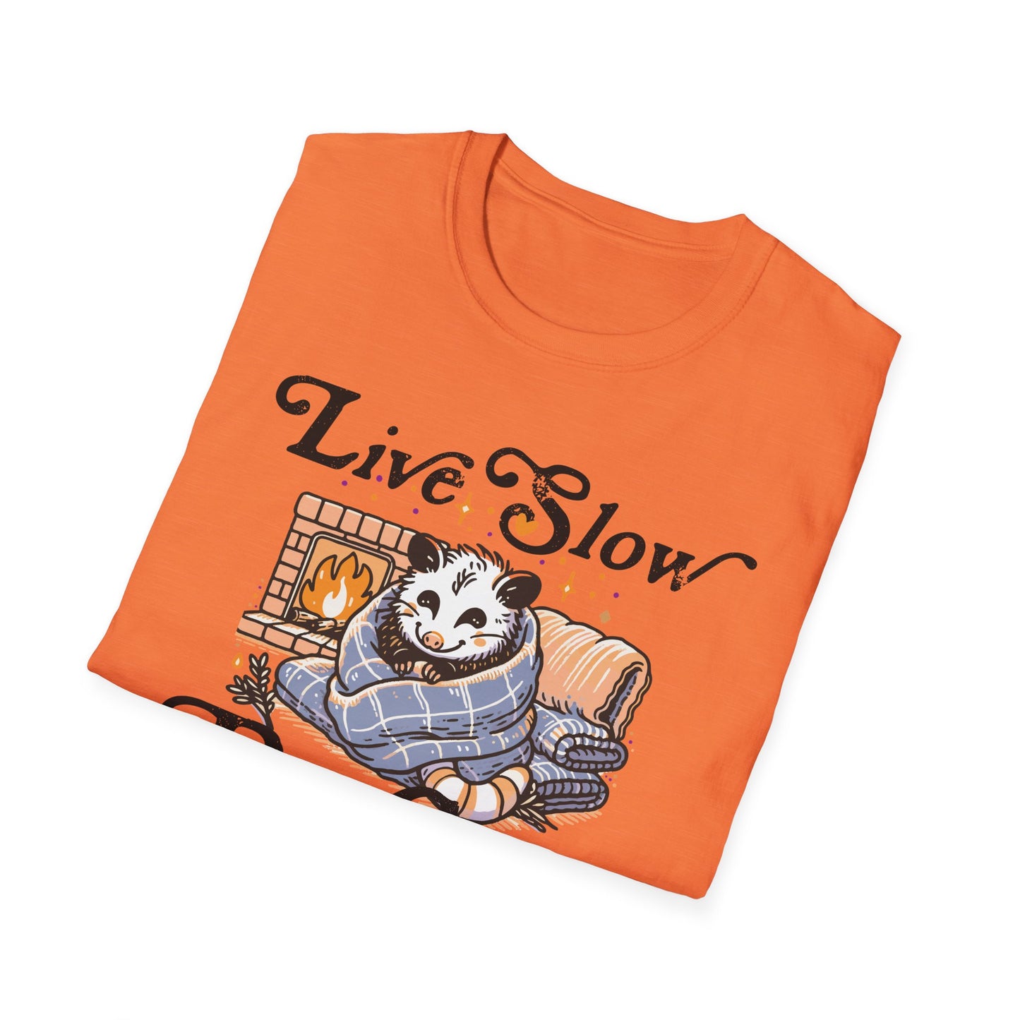 Live Slow Die Cozy Cottagecore Possum Tee for Introverts and Blanket Enthusiasts