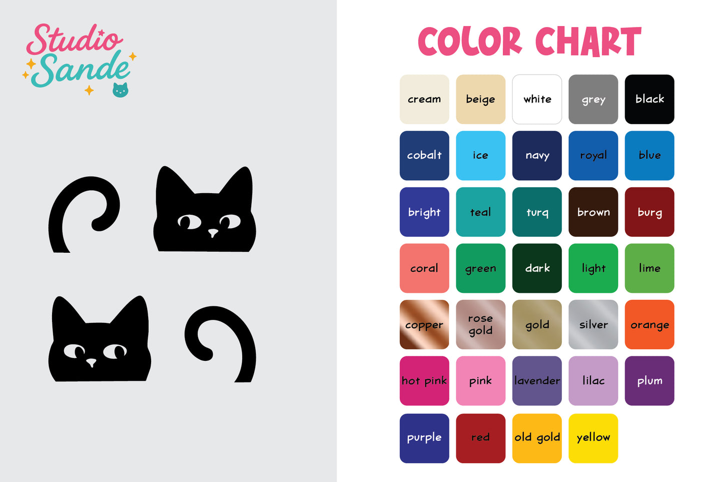 Mini Cat Transfer Decal Set – 2" Vinyl Car Mirror Stickers