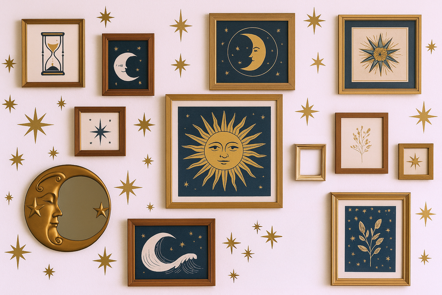 Retro Gold Star Decal Set – 5 Mid-Century Star Designs
