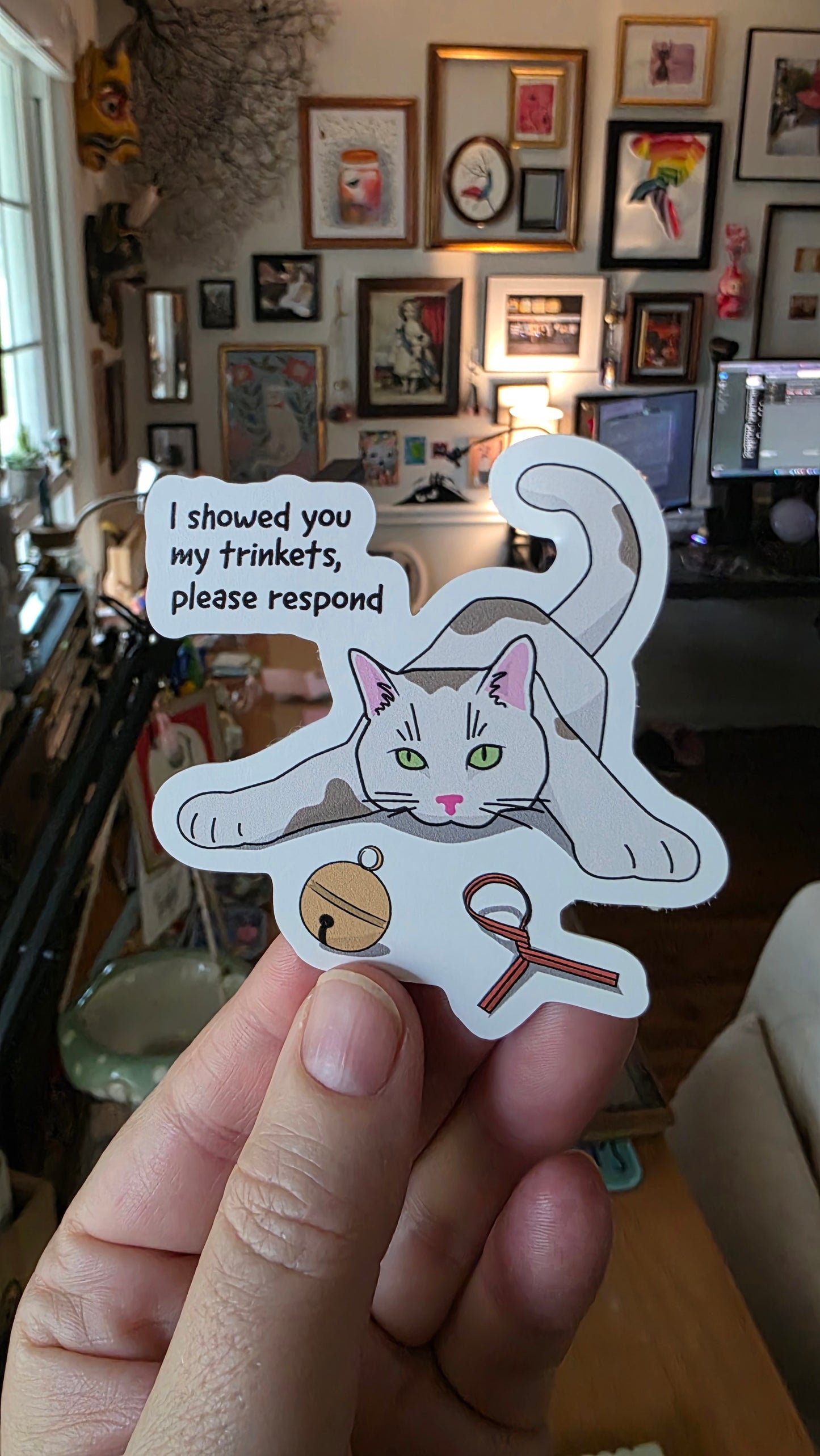 Trinket 3" Funny Cat Sticker