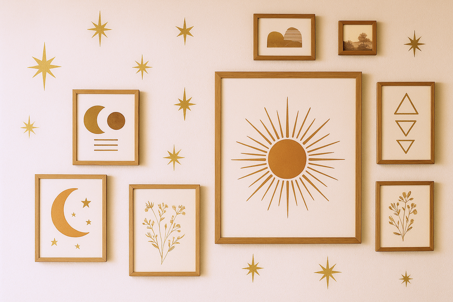 Retro Gold Star Decal Set – 5 Mid-Century Star Designs
