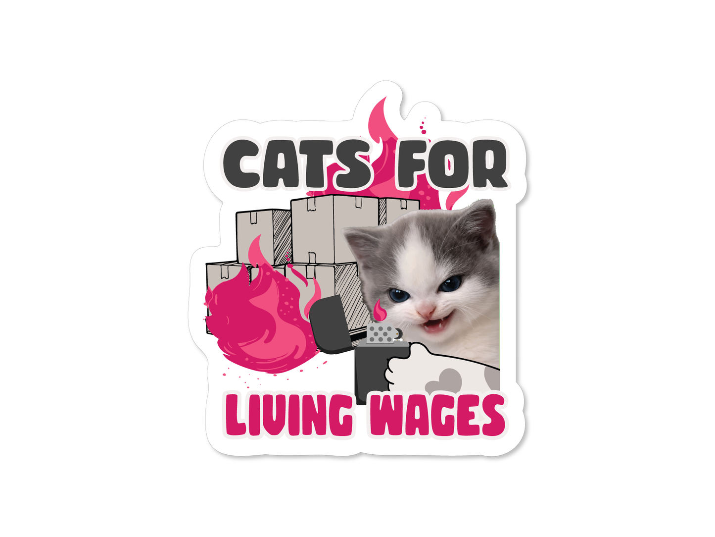 Cats For a Living Wage 3" Vinyl Sticker