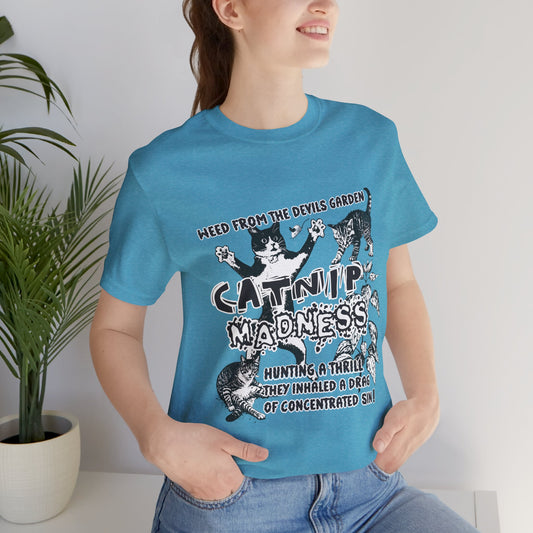 Catnip Madness Funny Retro Cat Unisex Jersey Short Sleeve Tee