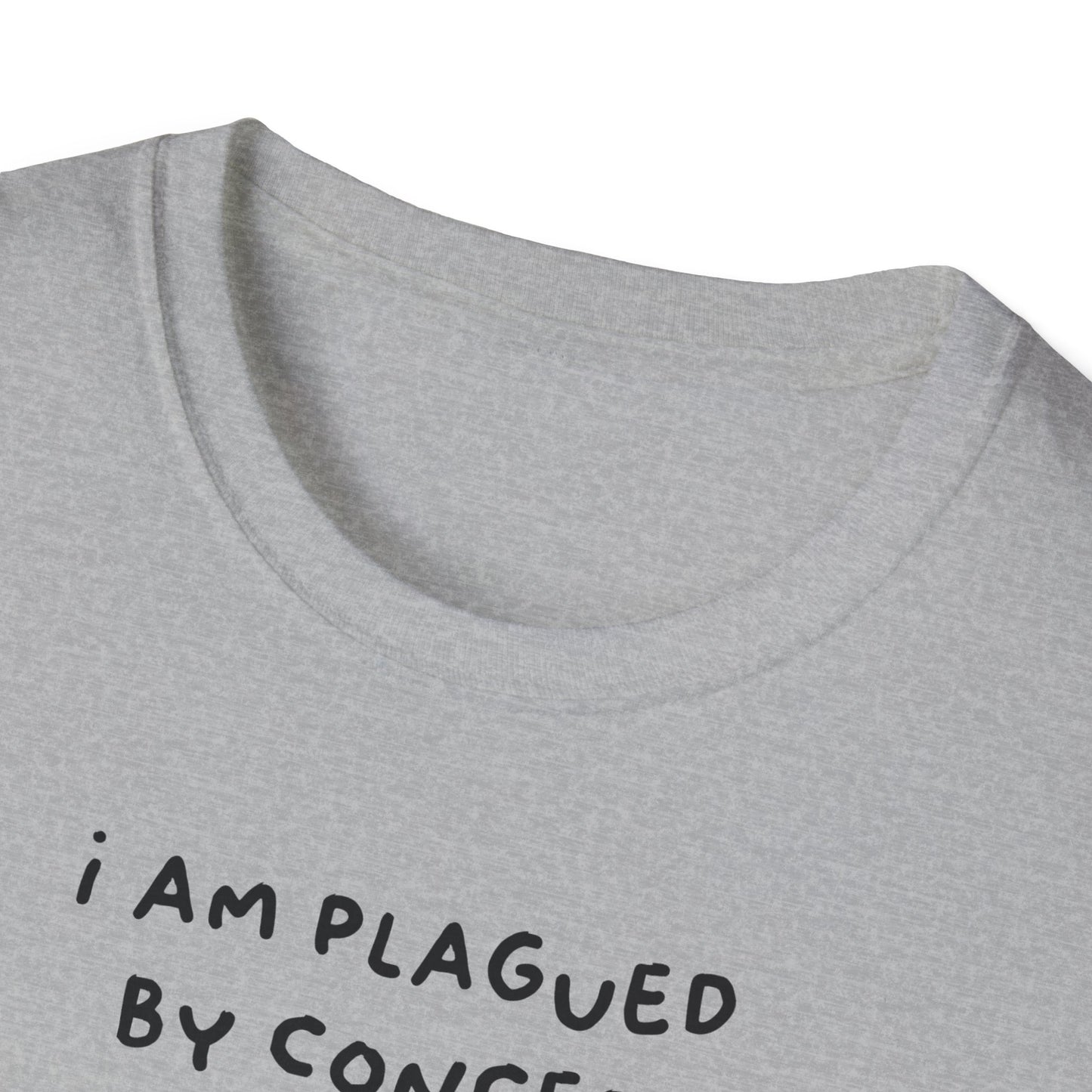 I Am Plagued by Concepts Tee, Existential Meme Cat Design for Overthinkers