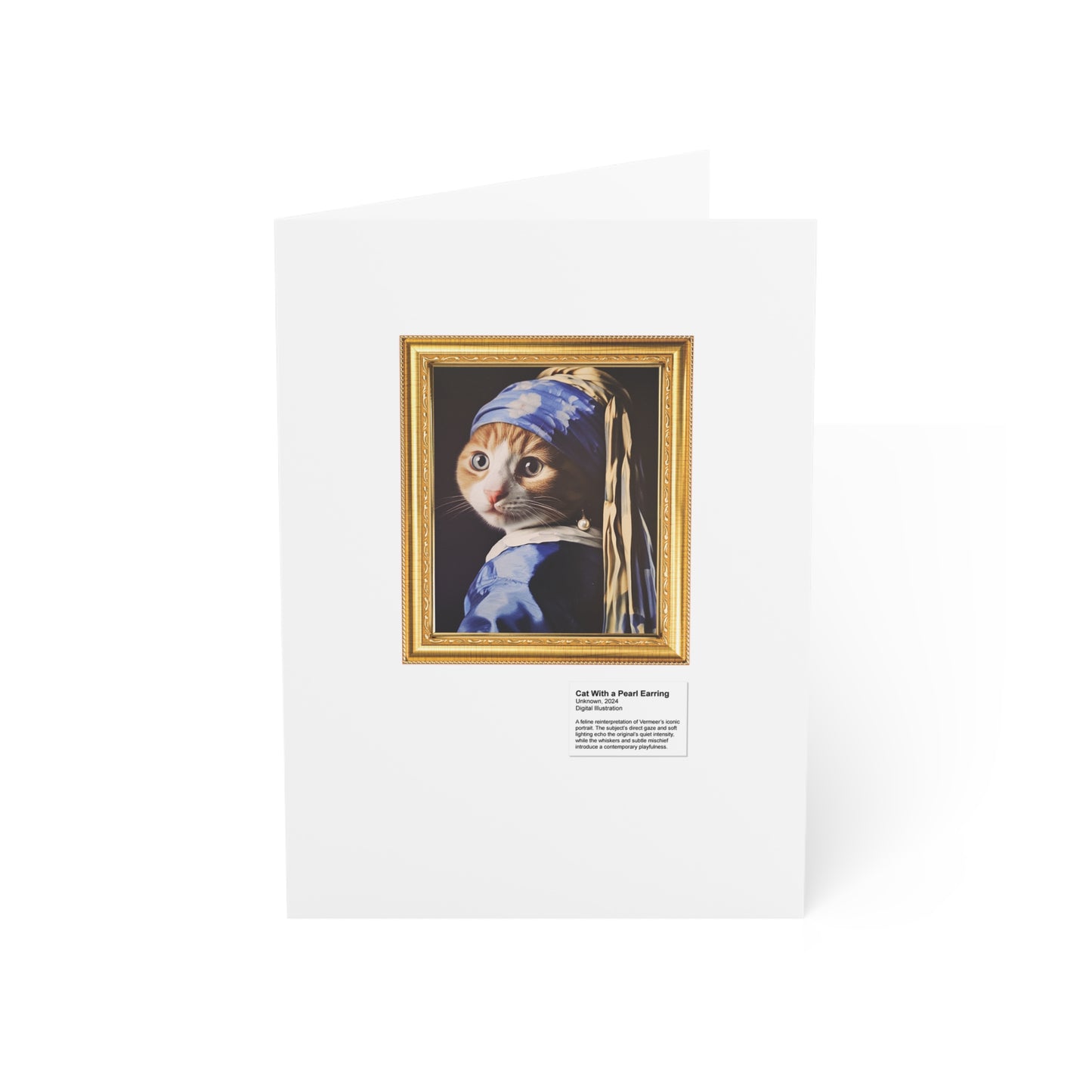 Cat With a Pearl Earring Greeting Cards (1, 10, 30, and 50pcs)