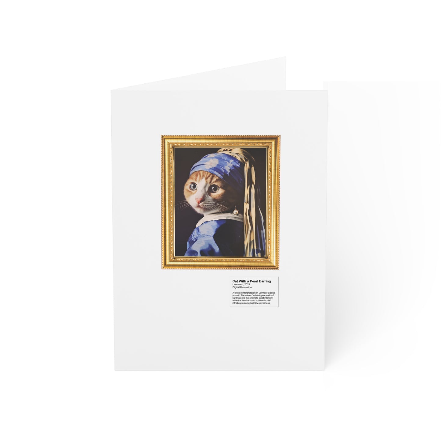 Cat With a Pearl Earring Greeting Cards (1, 10, 30, and 50pcs)