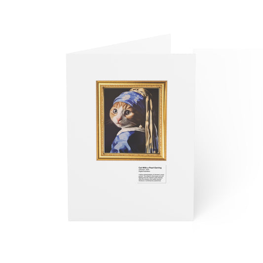 Cat With a Pearl Earring Greeting Cards (1, 10, 30, and 50pcs)