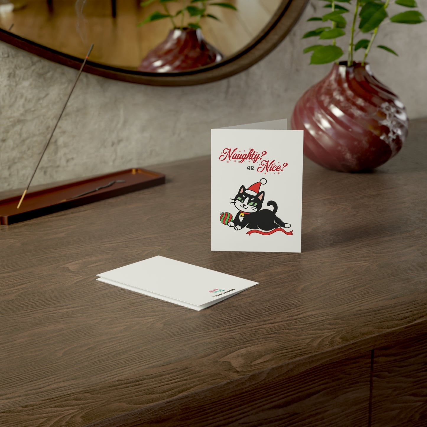 Naughty Santa Cat Greeting Cards (1, 10, 30, and 50pcs)