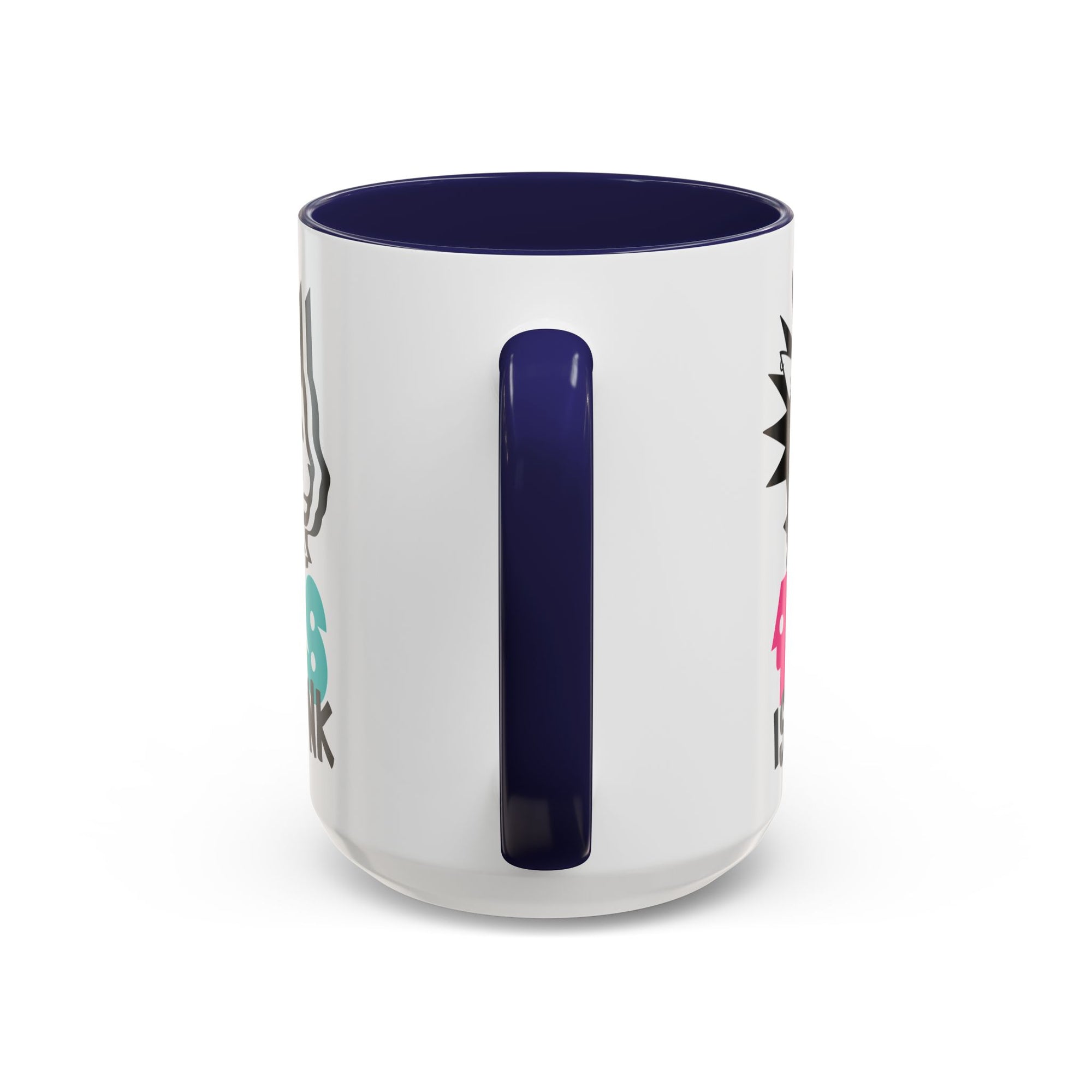 White mug with black interior and handle on a white background