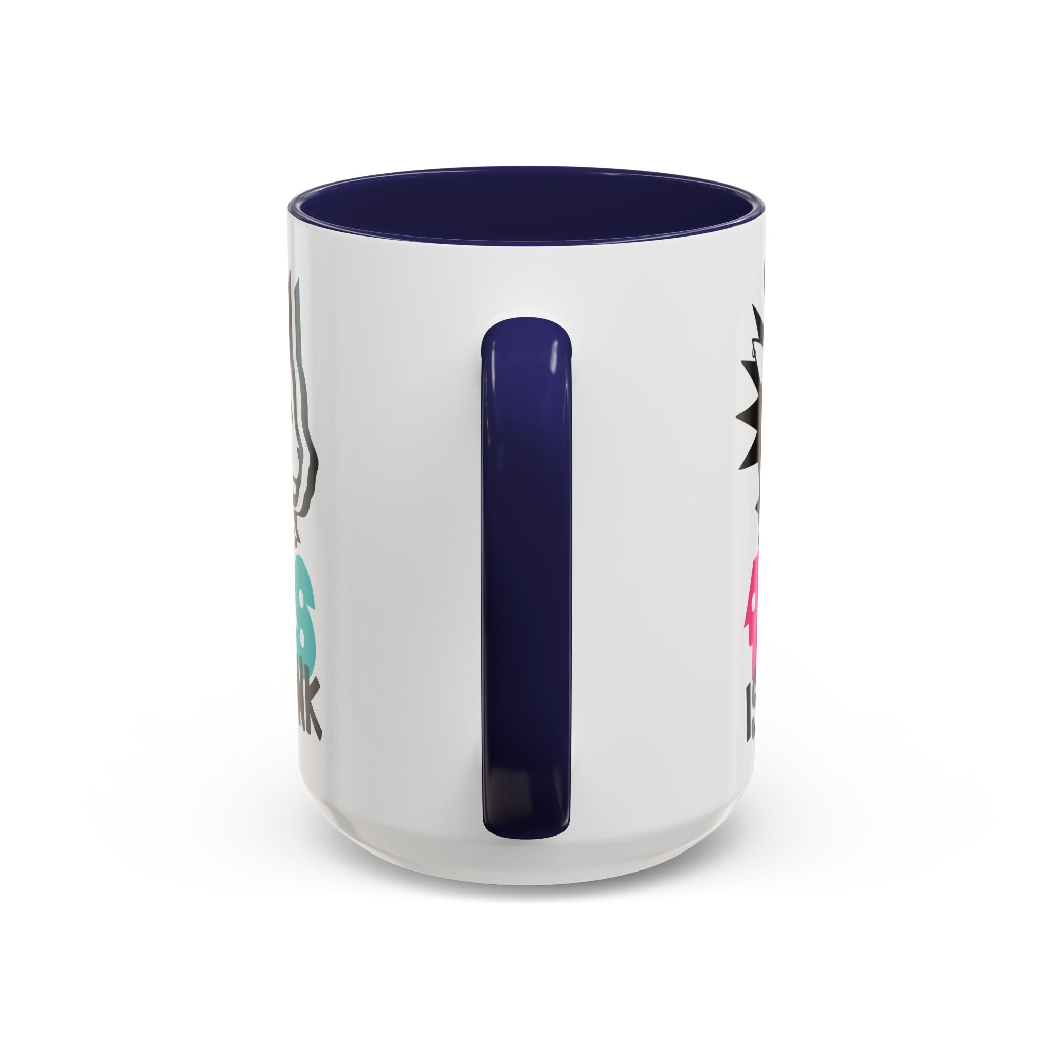 White mug with black interior and handle on a white background