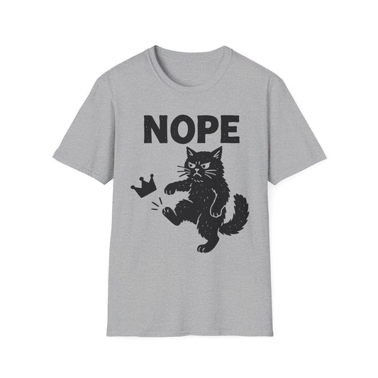 No Kings Cat Shirt Anti Royalty Protest Tee with  Cat Kicking Crown