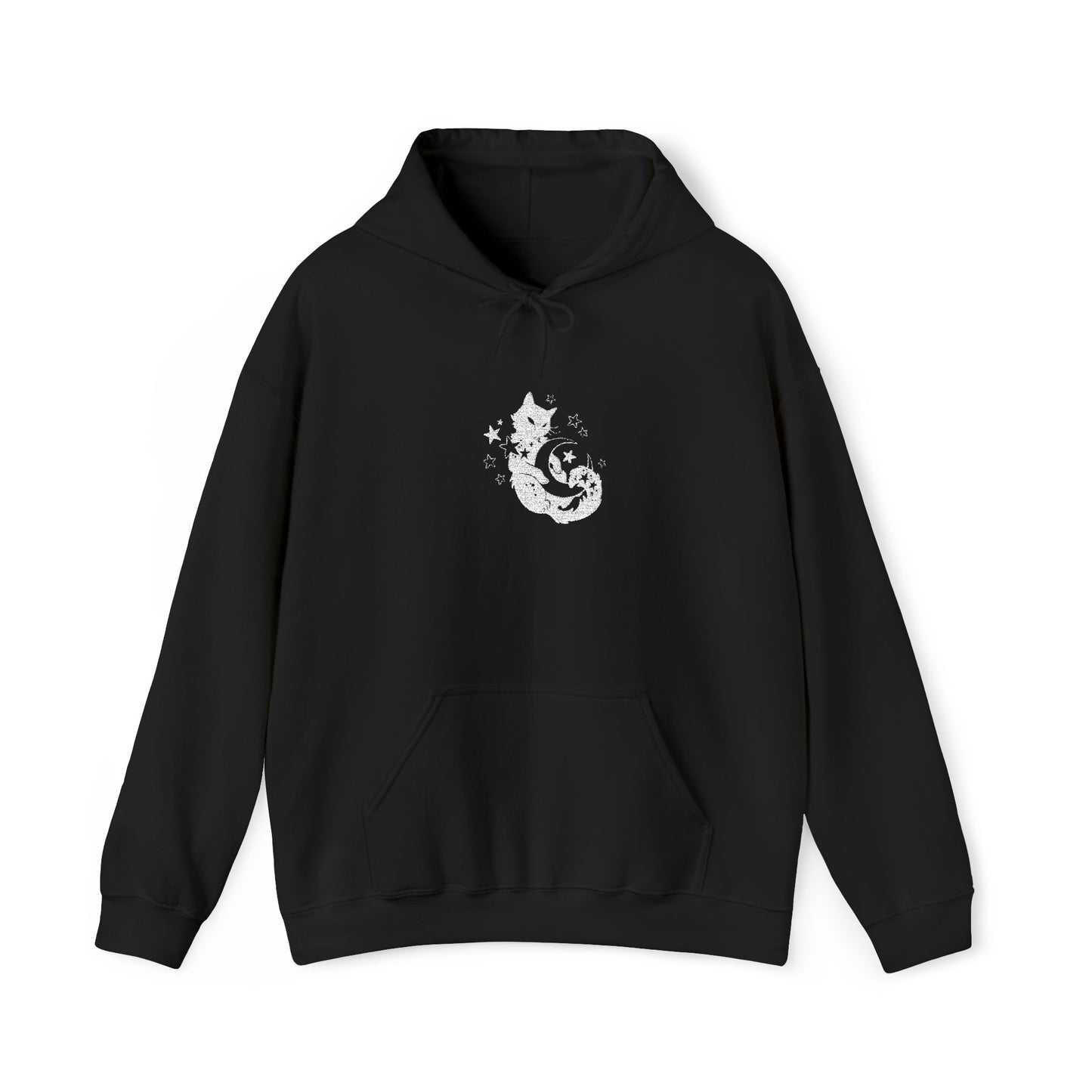 White Moon Kitty Amongst the Stars Unisex Heavy Blend™ Hooded Sweatshirt