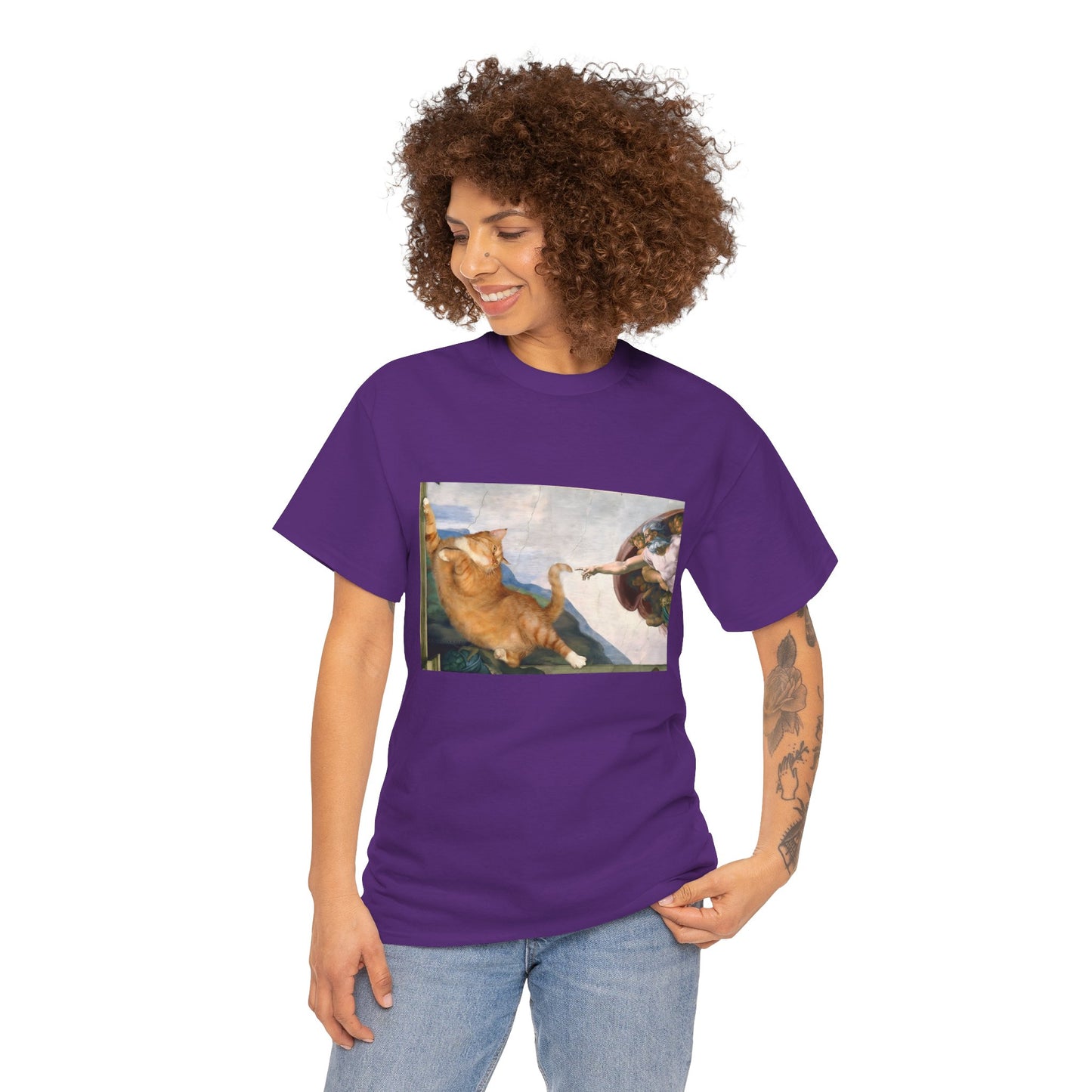 The Creation of Catdam T-Shirt Funny Renaissance Cat Tee
