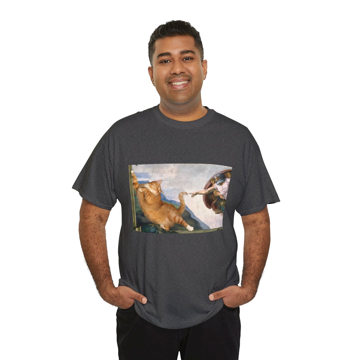The Creation of Catdam T-Shirt Funny Renaissance Cat Tee