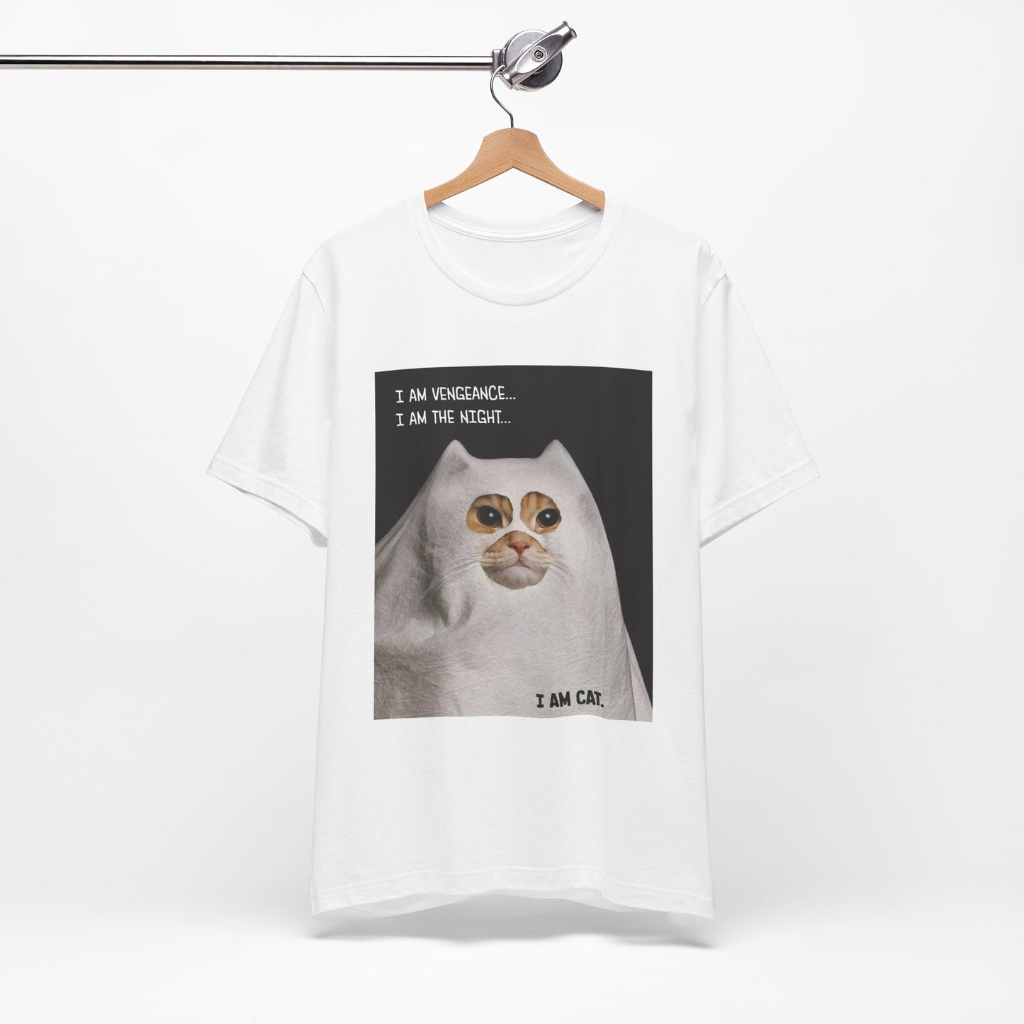 I Am Vengeance Cat Shirt Funny Cat in Ghost Costume Tee I Am the Night Meme TShirt