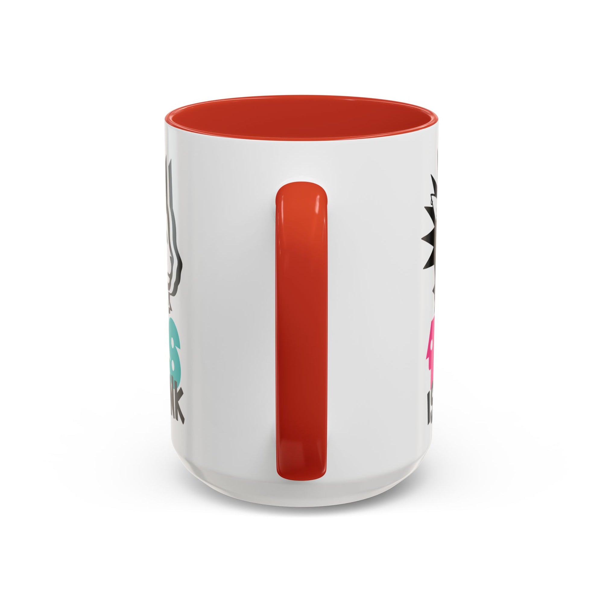 White mug with red interior and handle on a white background