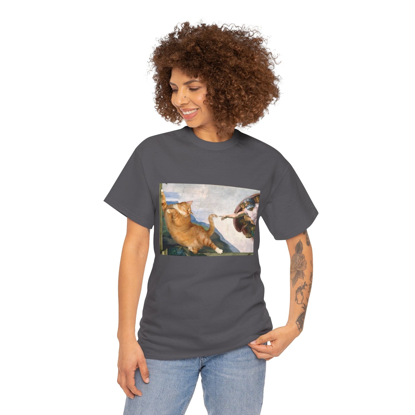 The Creation of Catdam T-Shirt Funny Renaissance Cat Tee