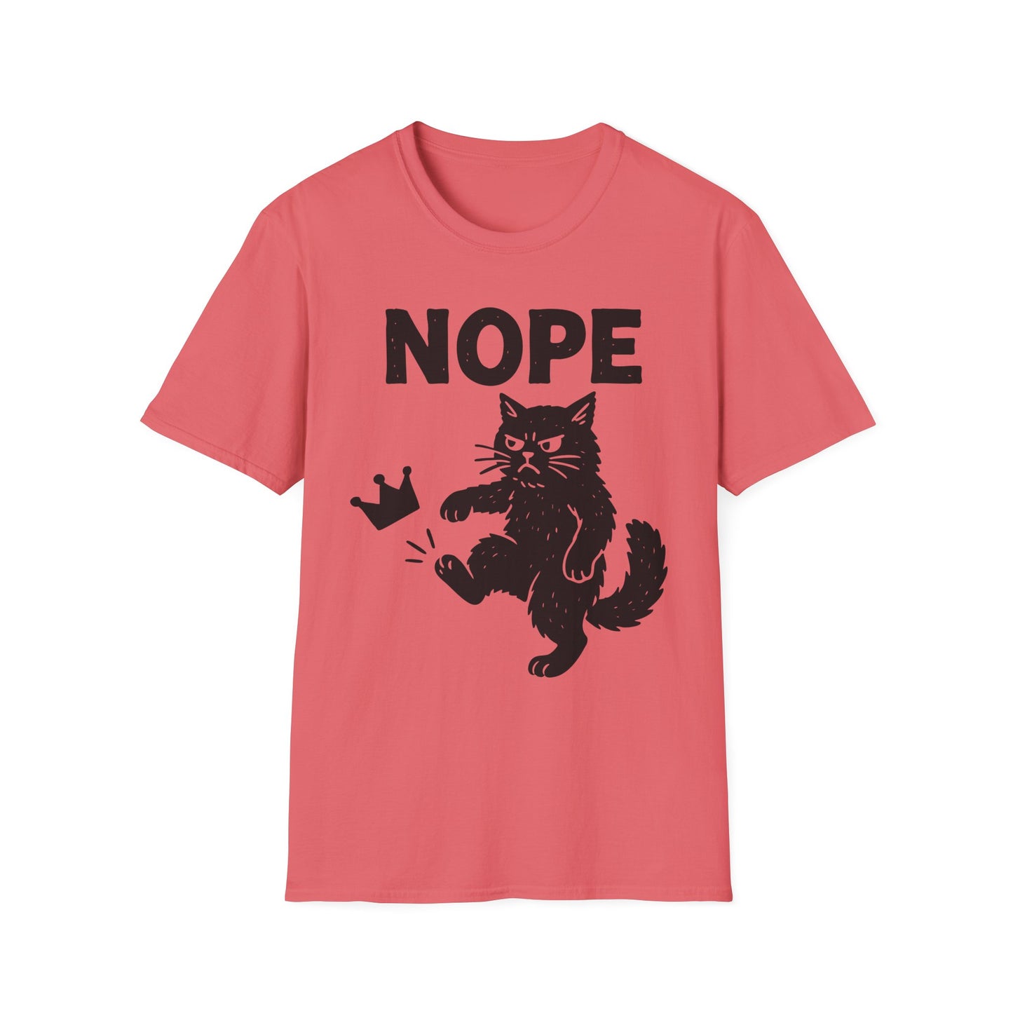 No Kings Cat Shirt Anti Royalty Protest Tee with  Cat Kicking Crown