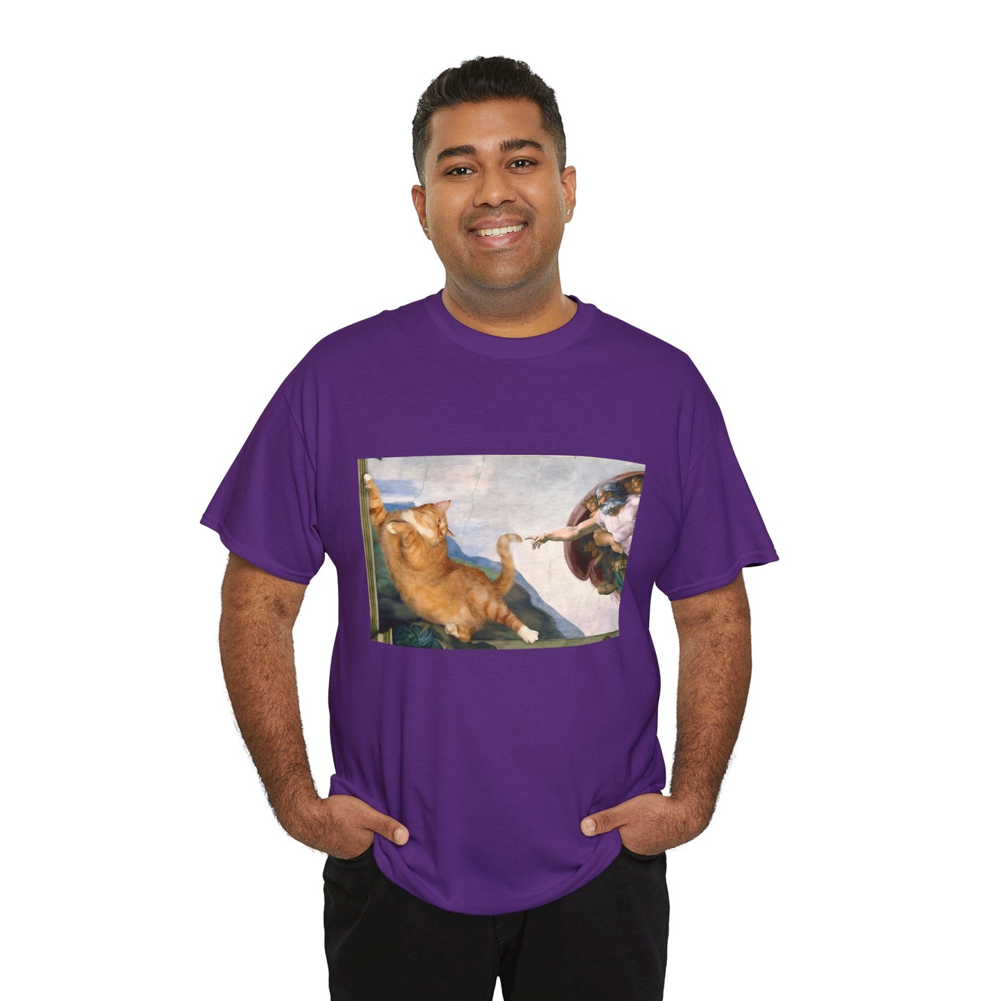 The Creation of Catdam T-Shirt Funny Renaissance Cat Tee
