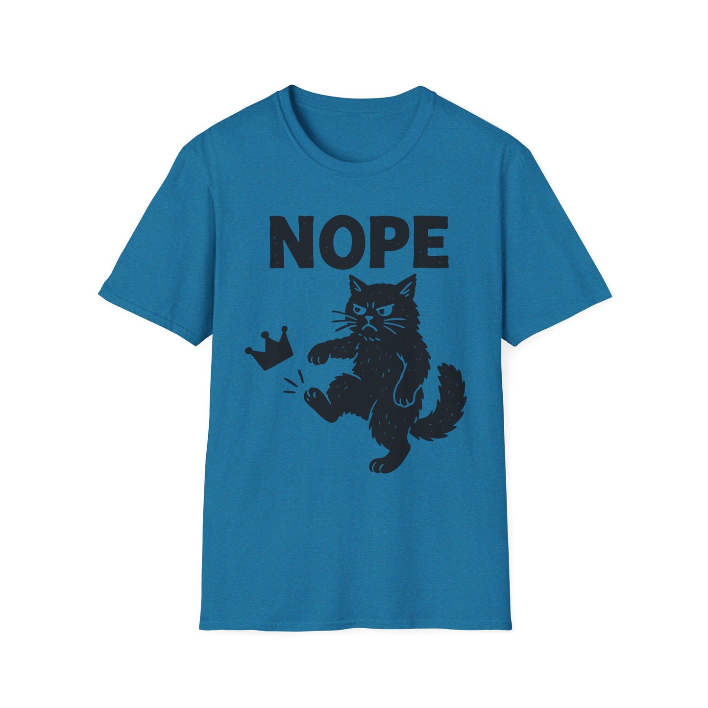 No Kings Cat Shirt Anti Royalty Protest Tee with  Cat Kicking Crown