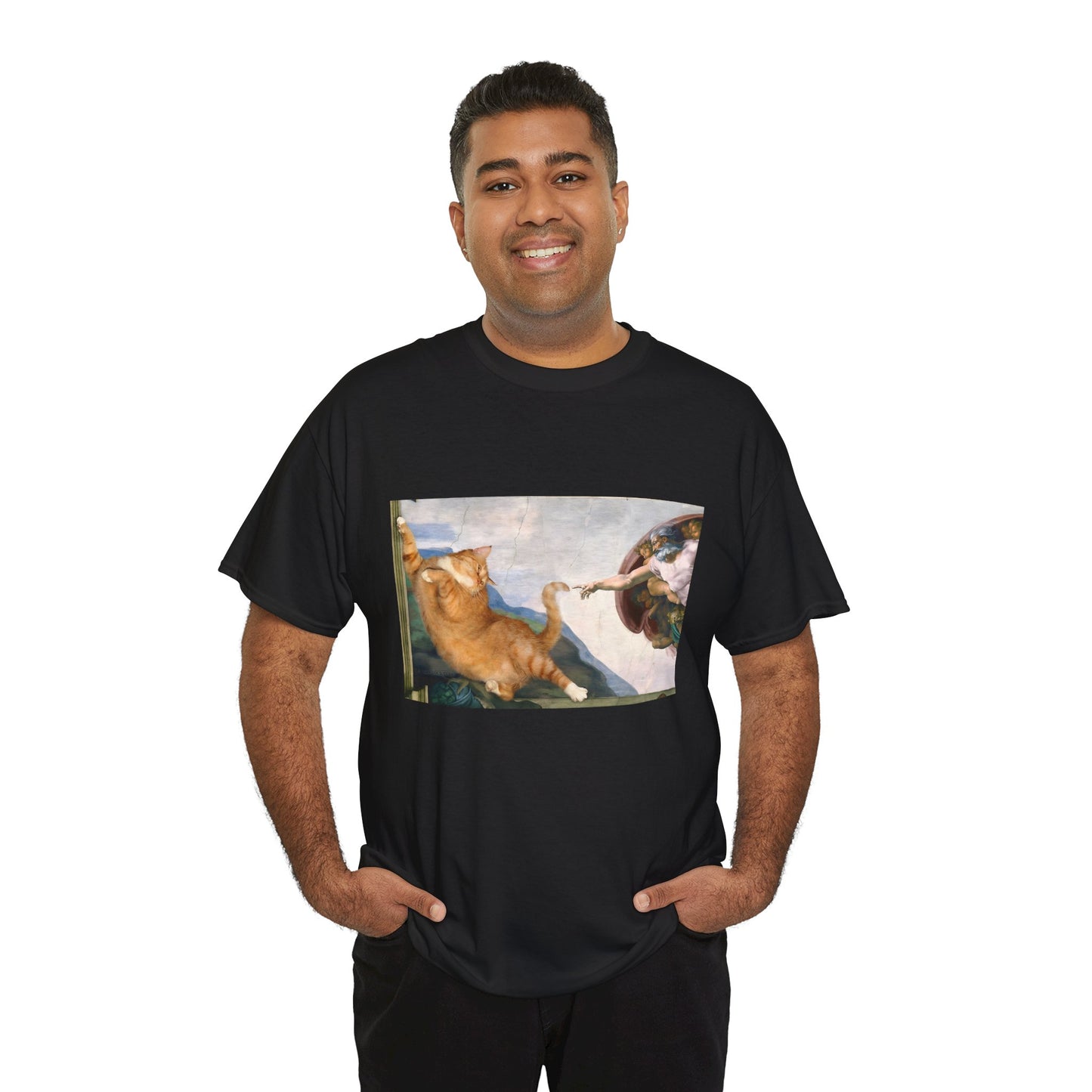 The Creation of Catdam T-Shirt Funny Renaissance Cat Tee