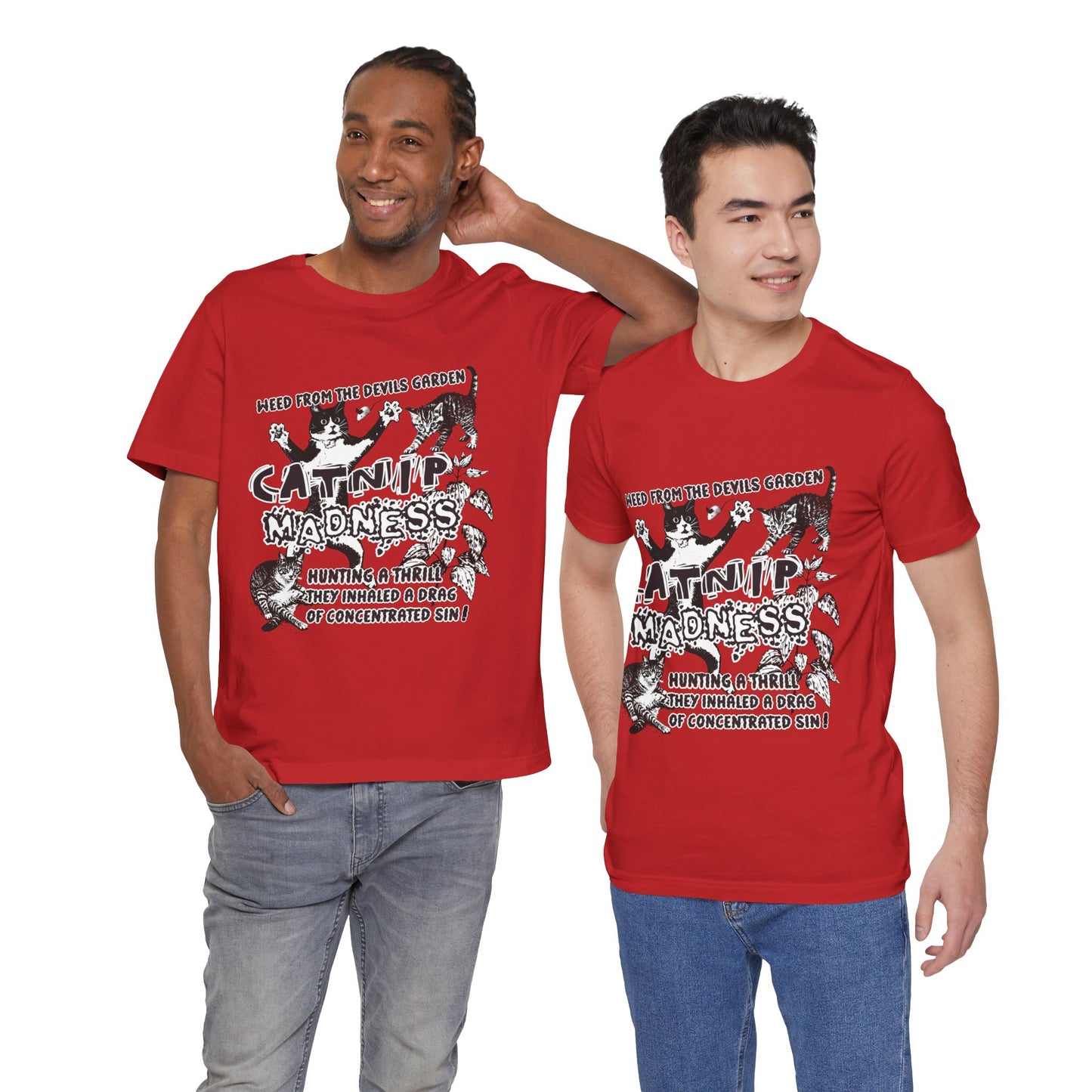 Catnip Madness Funny Retro Cat Unisex Jersey Short Sleeve Tee